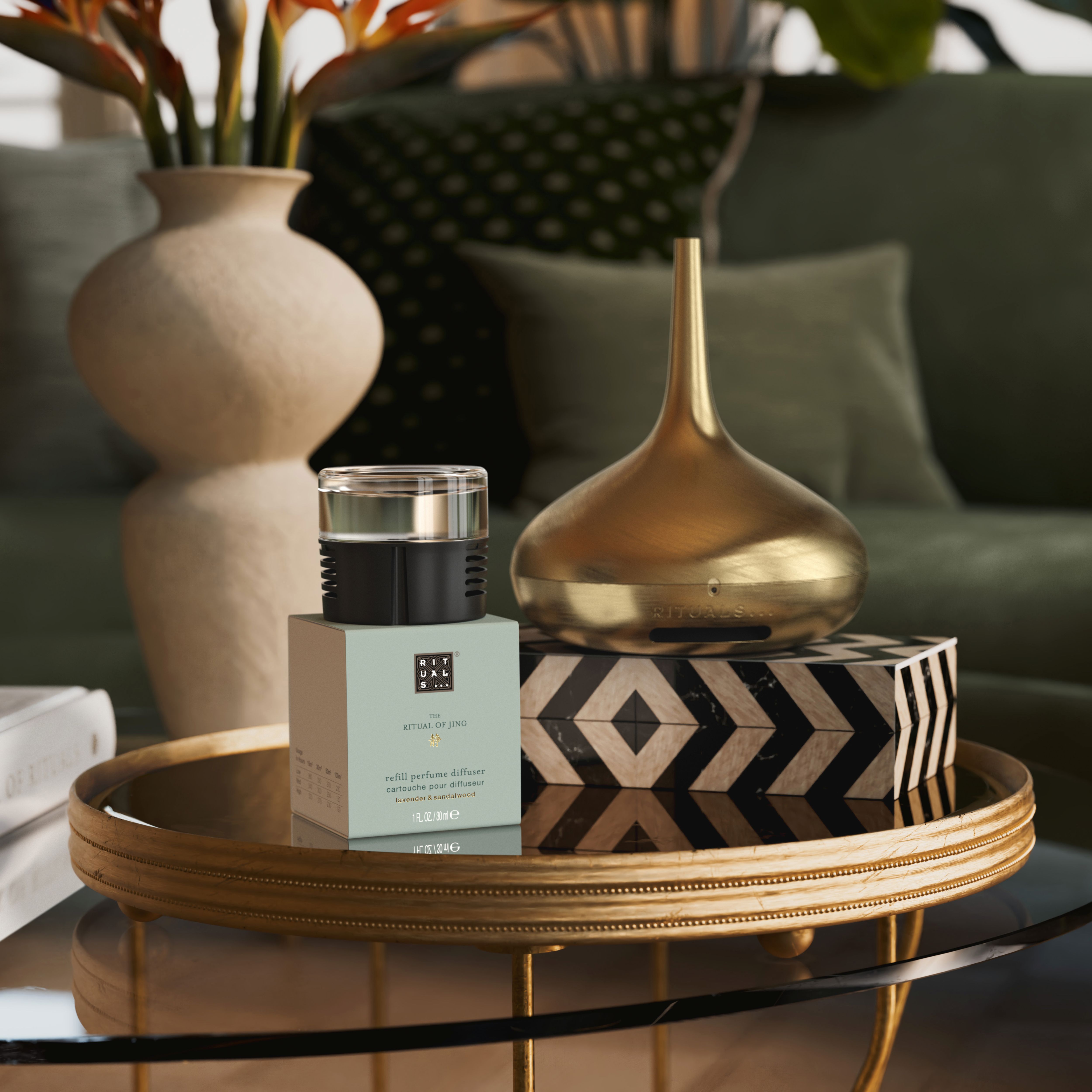 The Ritual of Jing Night Refill Perfume Diffuser 30ml Lifestyle with Product