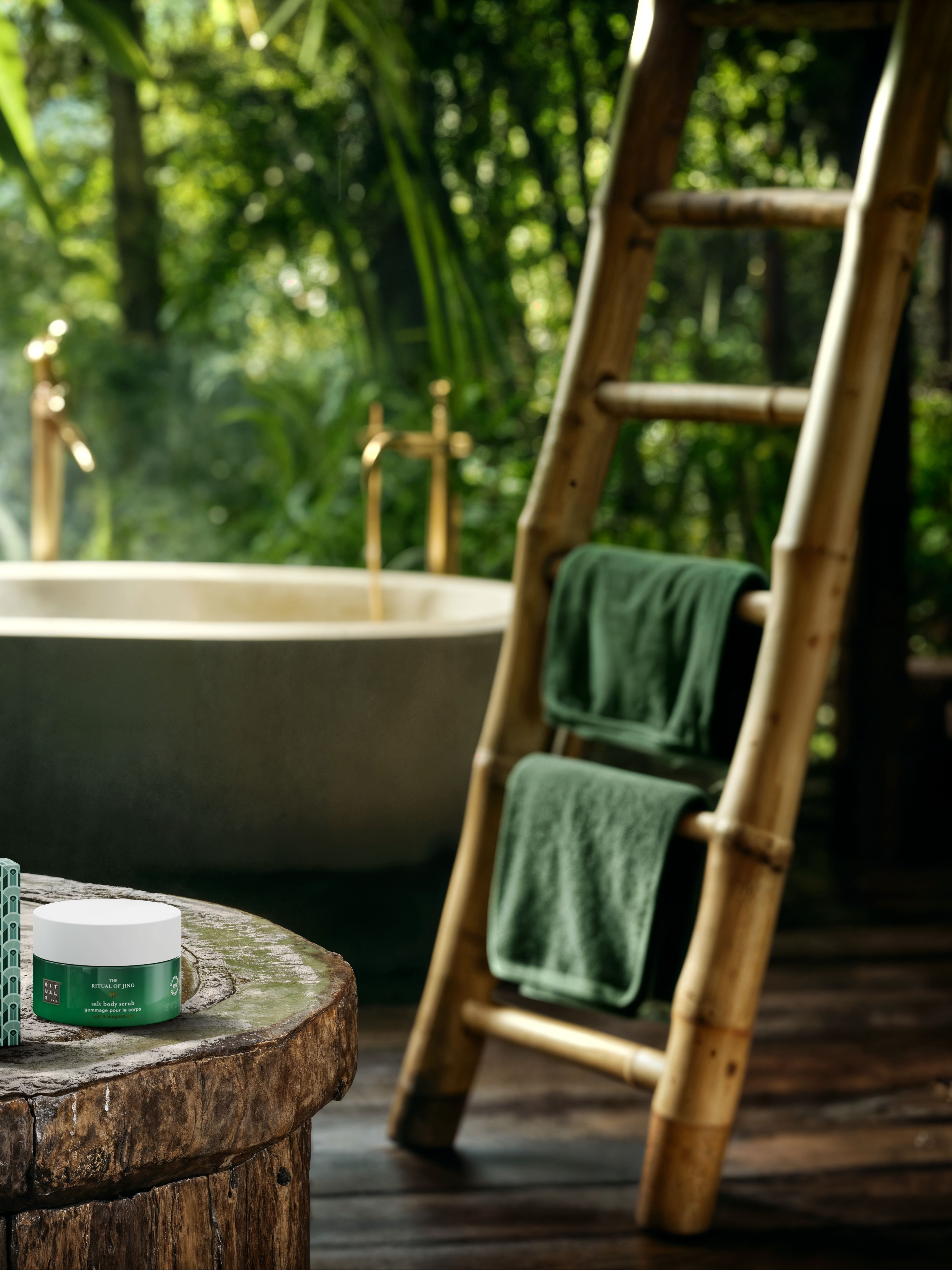 The Ritual of Jing Foaming Shower Gel Lifestyle with Product