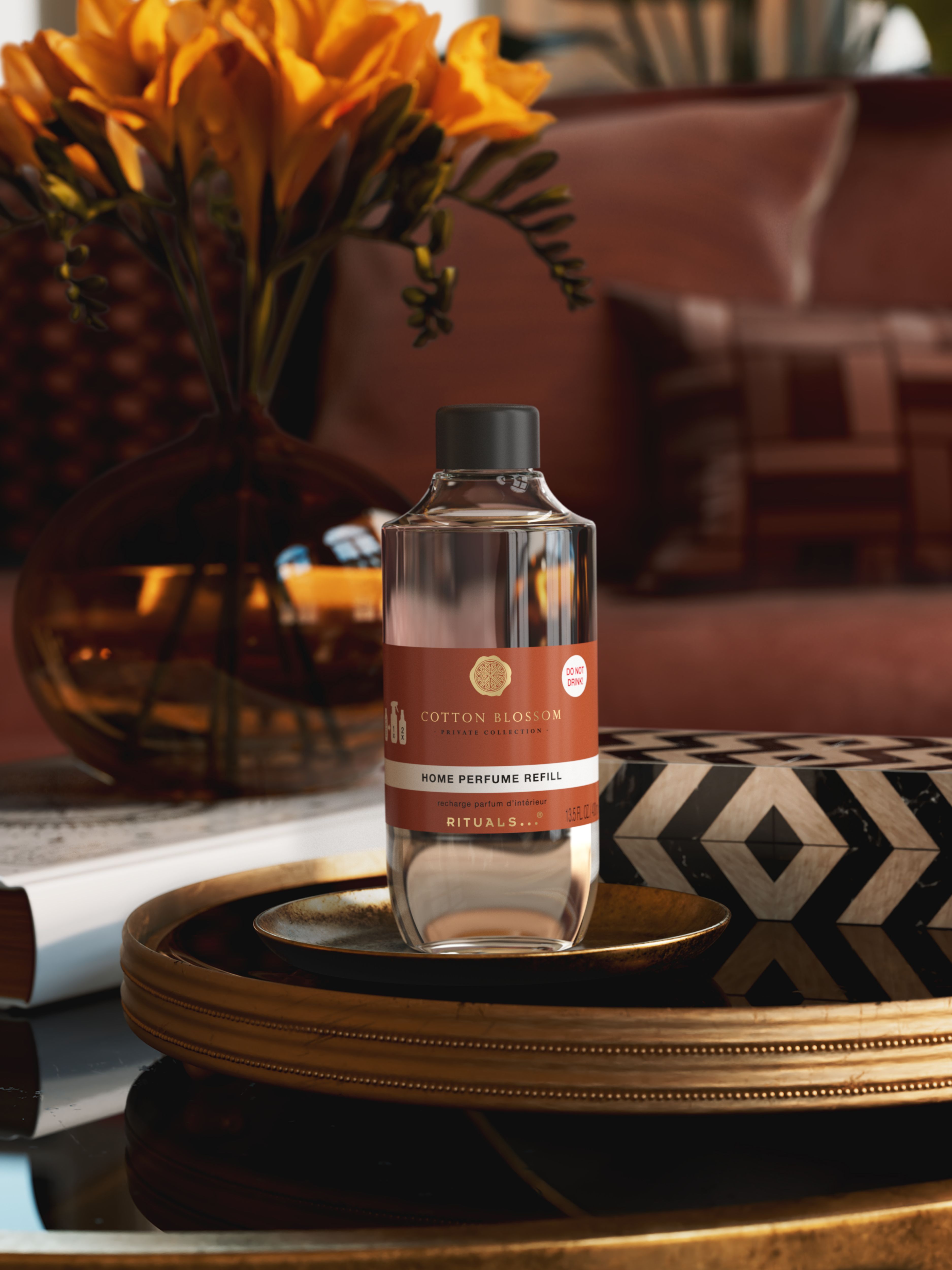 Cotton Blossom Refill Home Perfume 400ml Lifestyle with Product