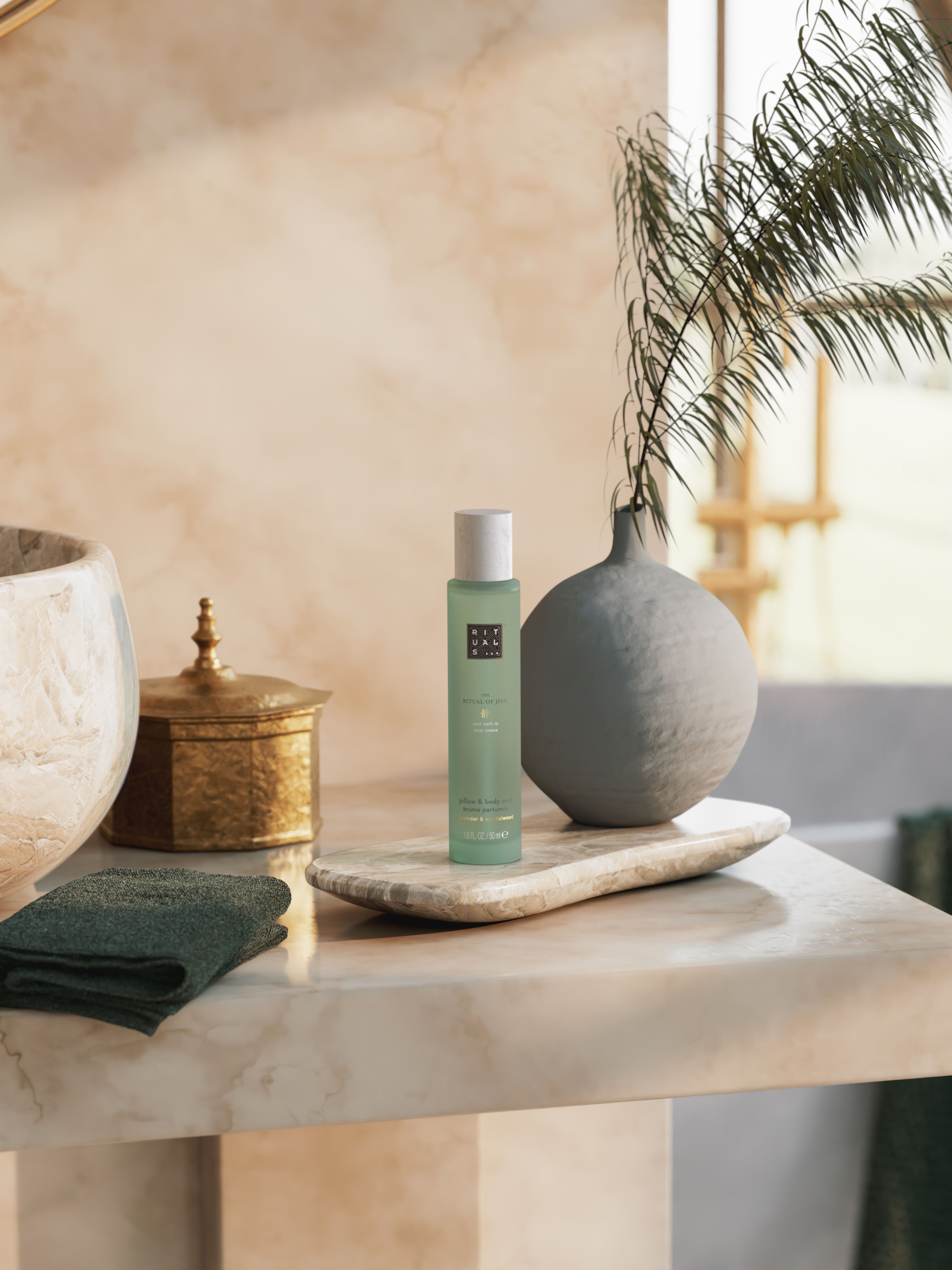 The Ritual of Jing Night Pillow & Body Mist 50ml Lifestyle with Product