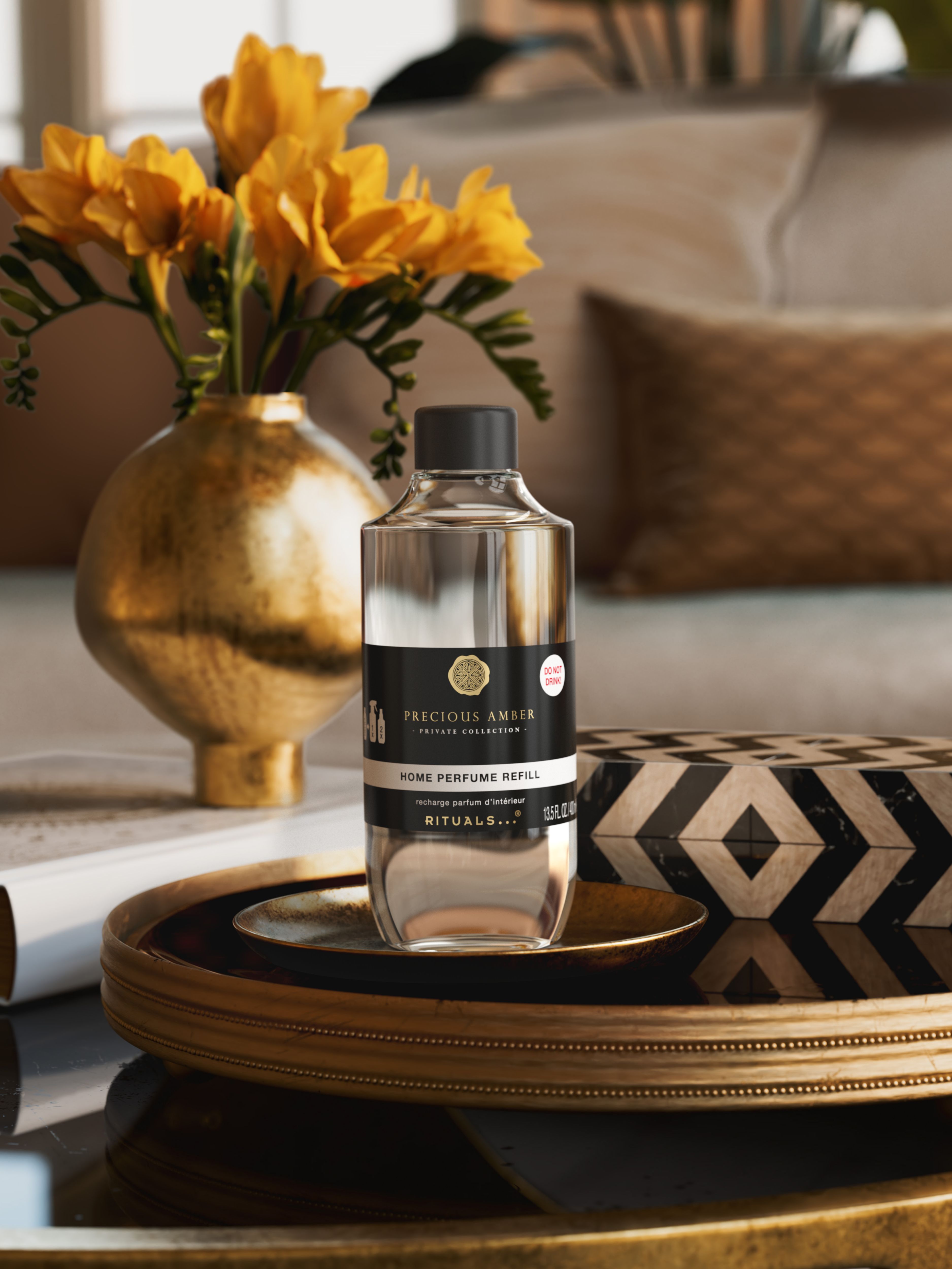 Precious Amber Refill Home Perfume 400ml Lifestyle with Product