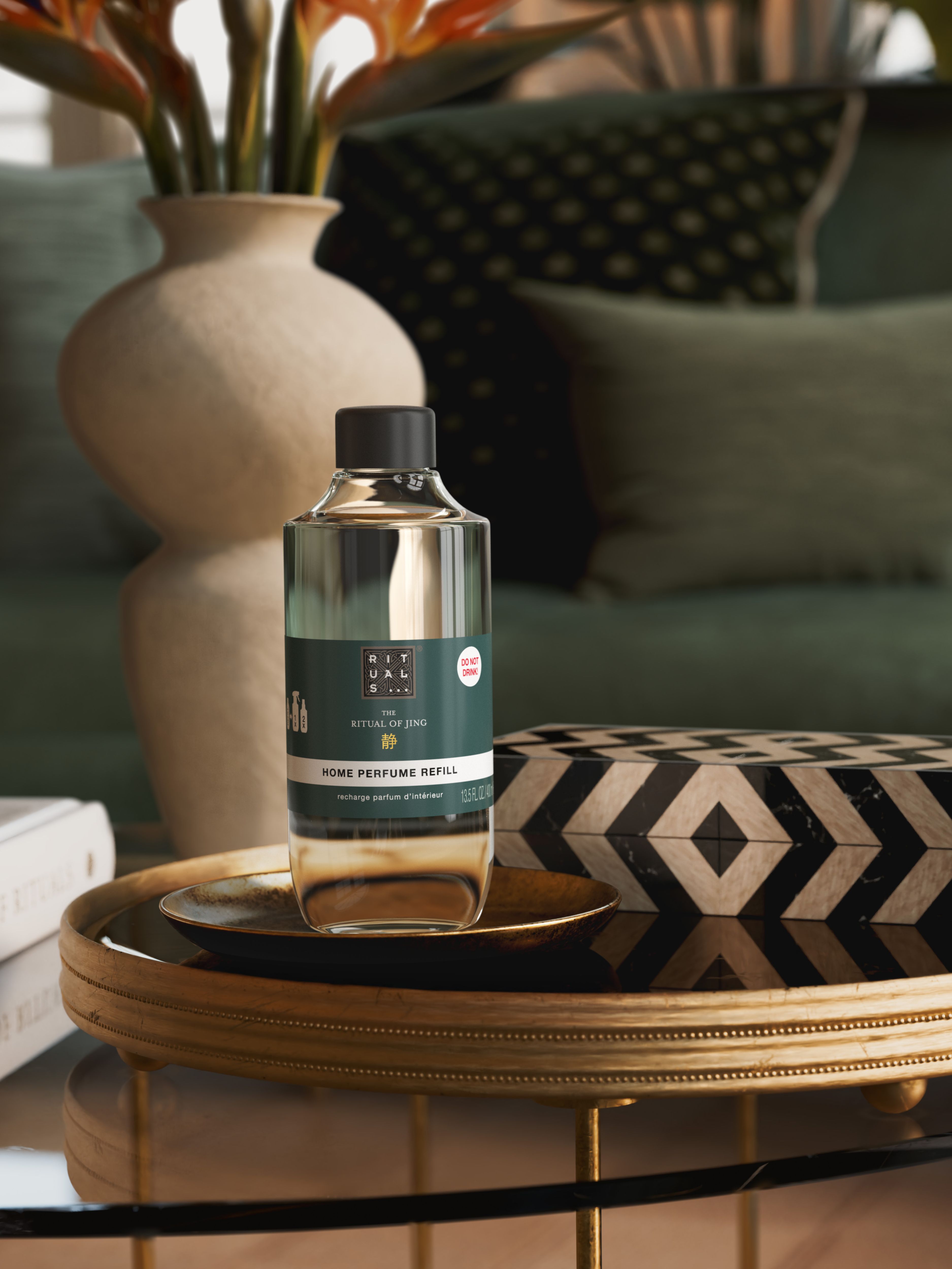 The Ritual of Jing Refill Home Perfume 400ml Lifestyle with Product