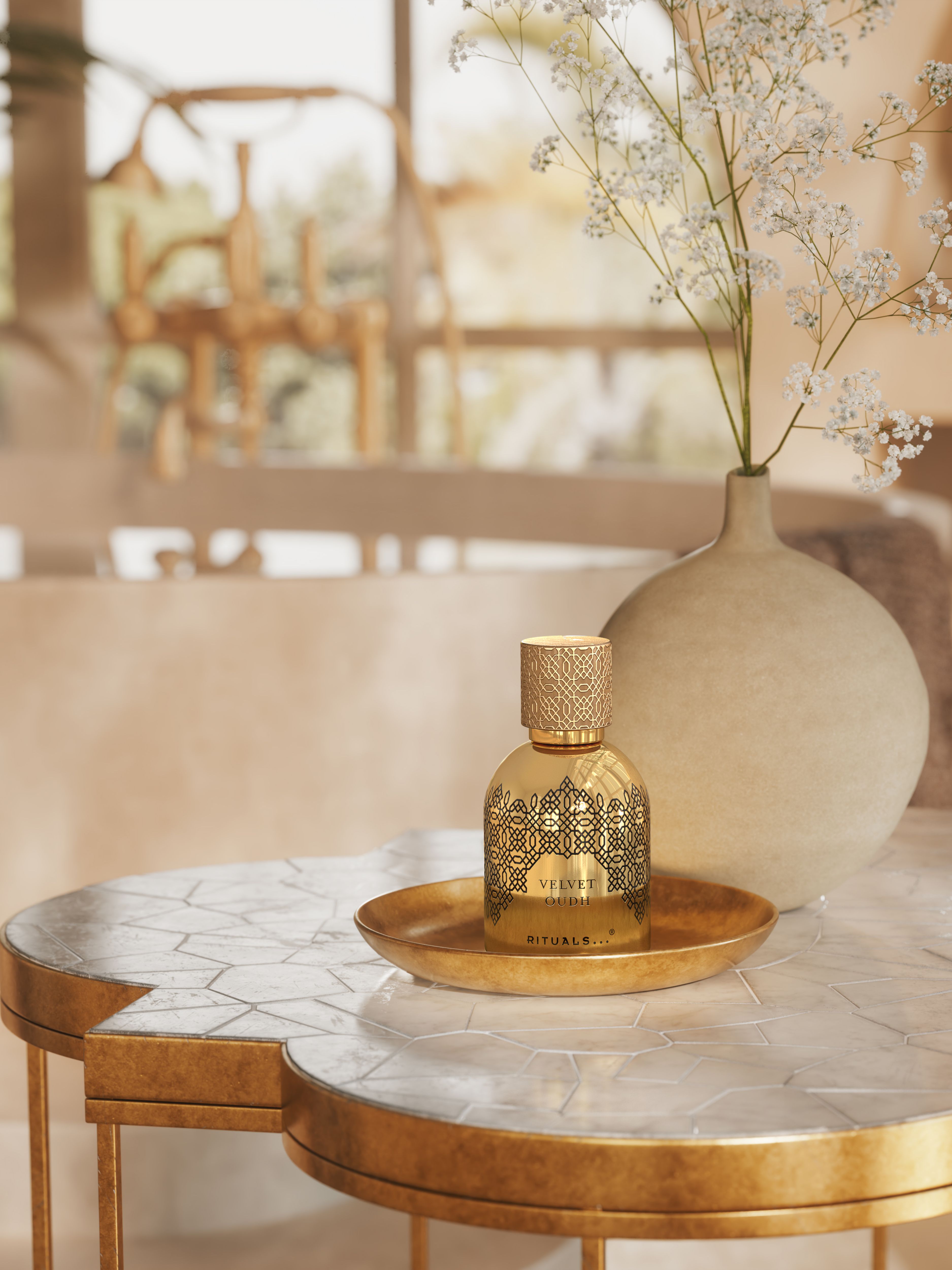 Velvet Oudh Eau de Parfum 50ml Lifestyle with Product