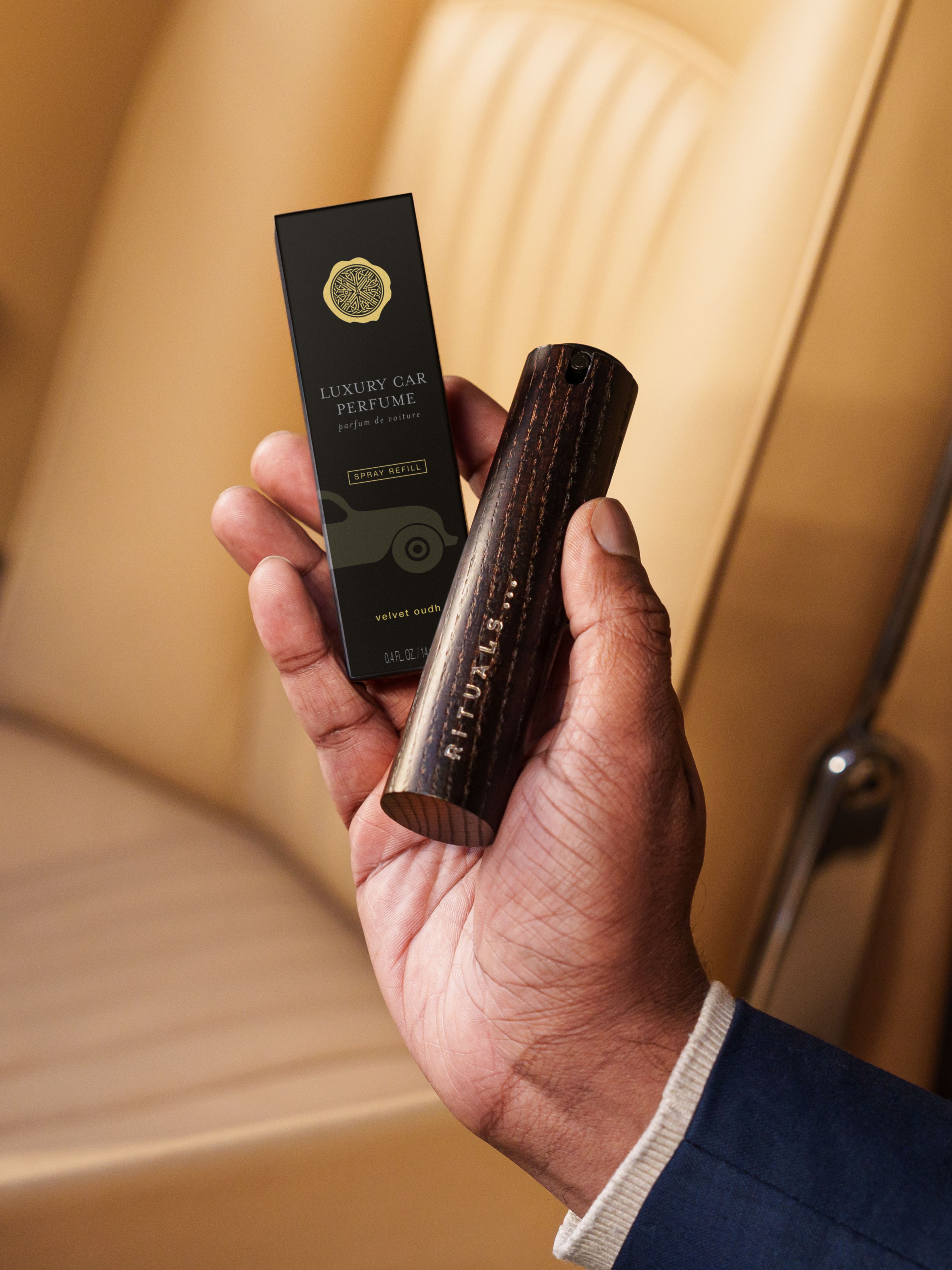 Velvet Oudh Car Perfume Lifestyle with Product