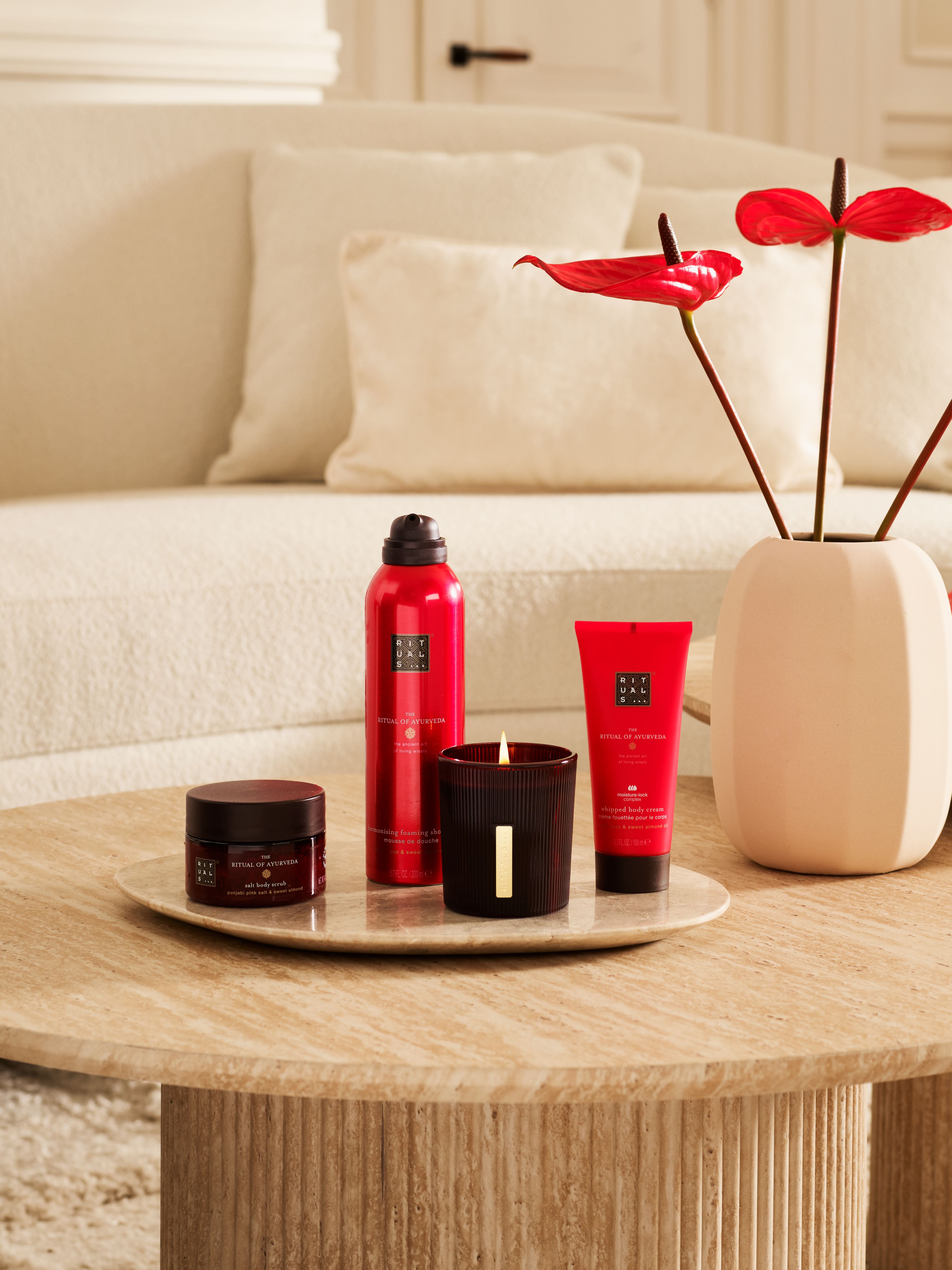 The Ritual of Ayurveda - Medium Gift Set 2025 Lifestyle with Open Pack