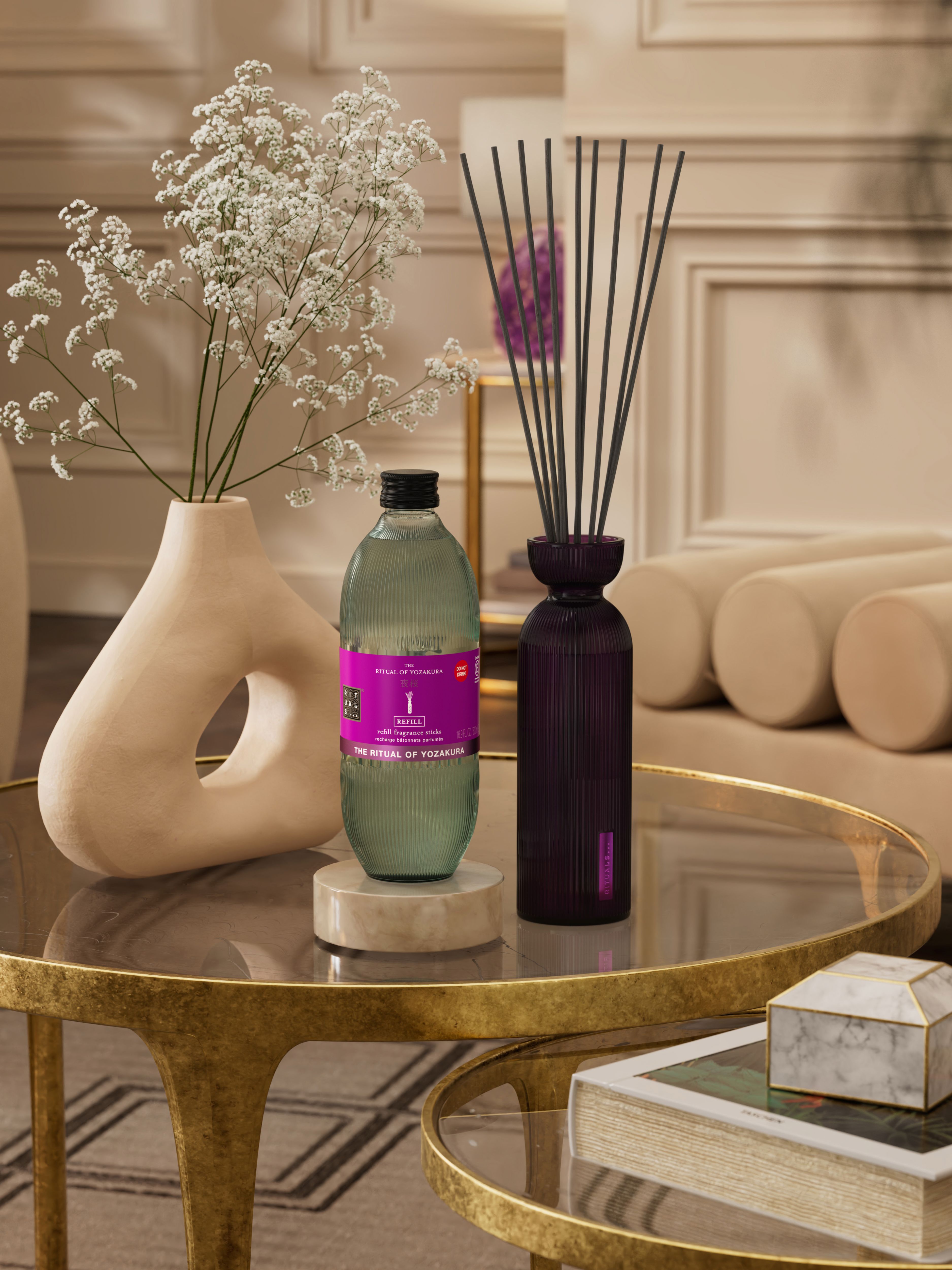 The Ritual of Yozakura Refill Fragrance Sticks 500ml Lifestyle with Product