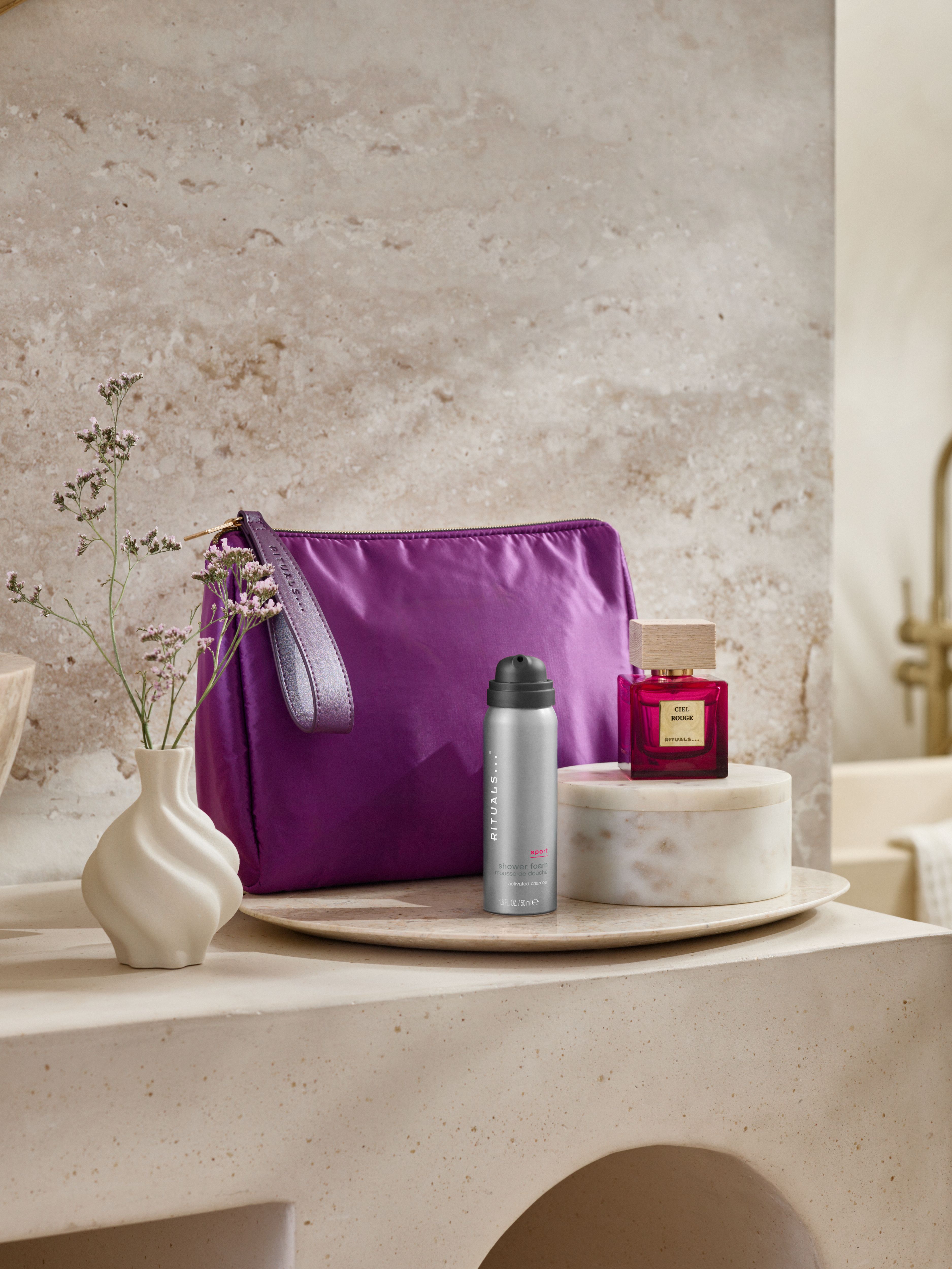 The Ritual of Yozakura Toiletry Bag Lifestyle with Product
