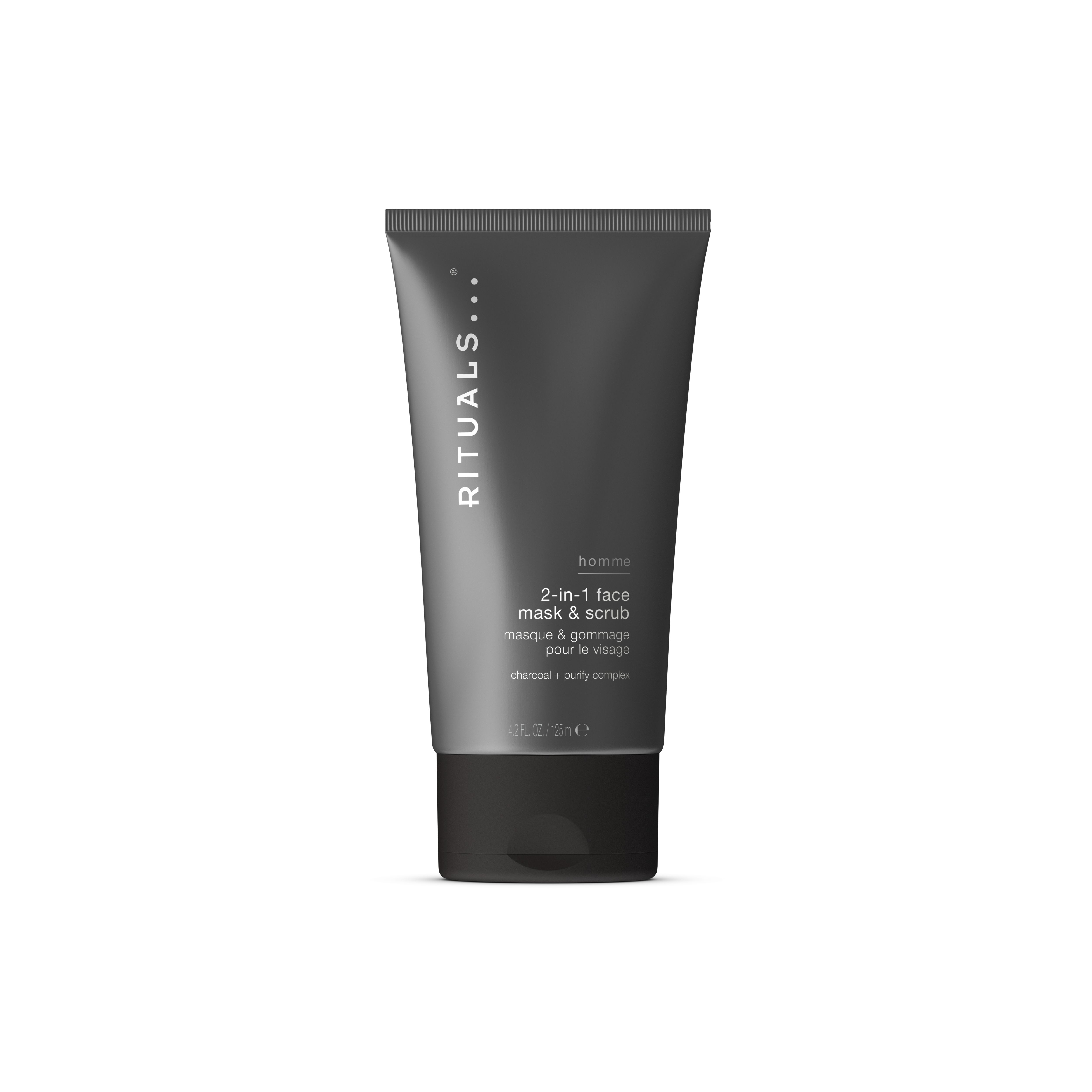 2-in-1 charcoal face mask & scrub, homme, Black, 125 ml, RITUALS