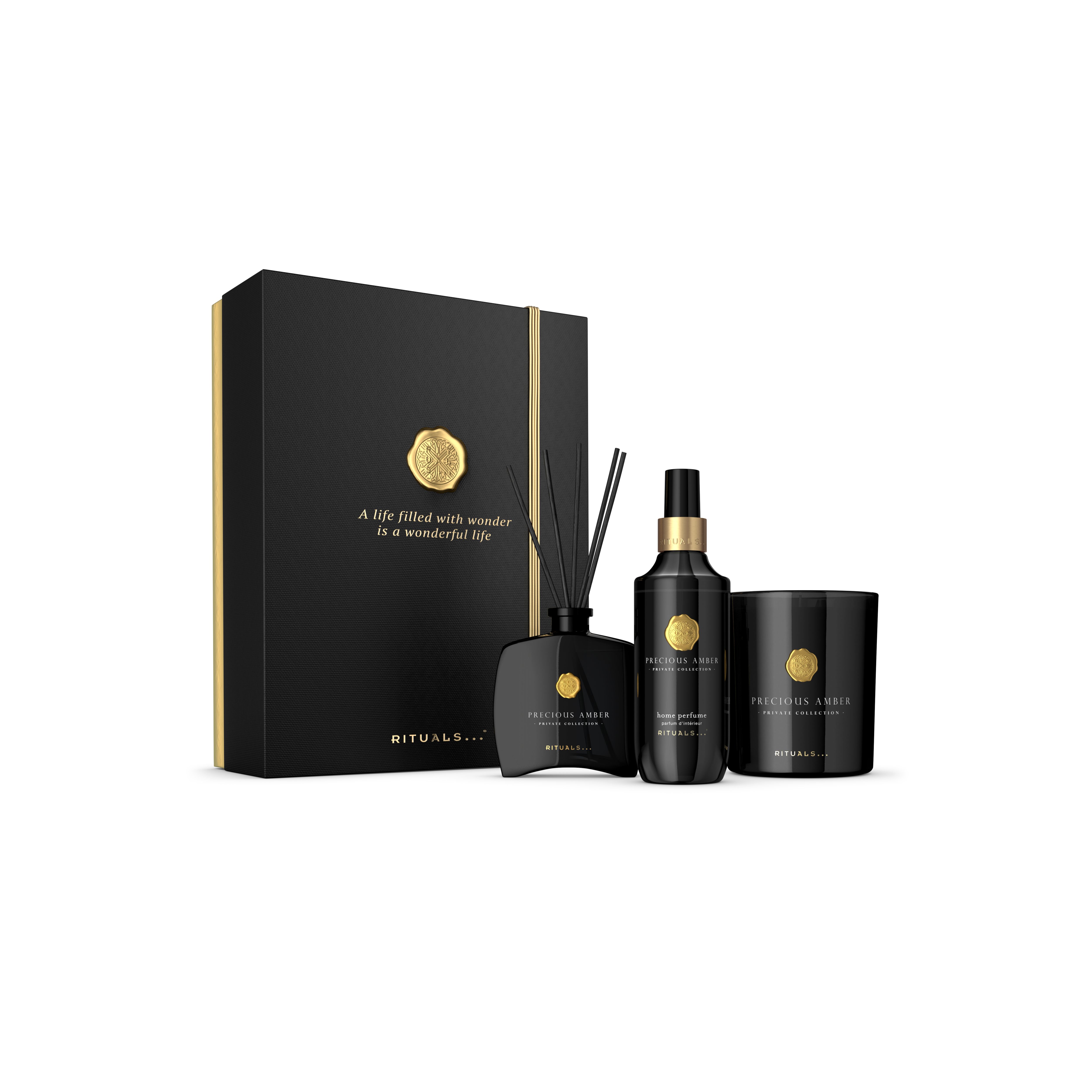 candela profumata da 360 g, mini bastoncini profumati da 100 ml, profumo per la casa da 200 ml, privatecollection, Black, RITUALS