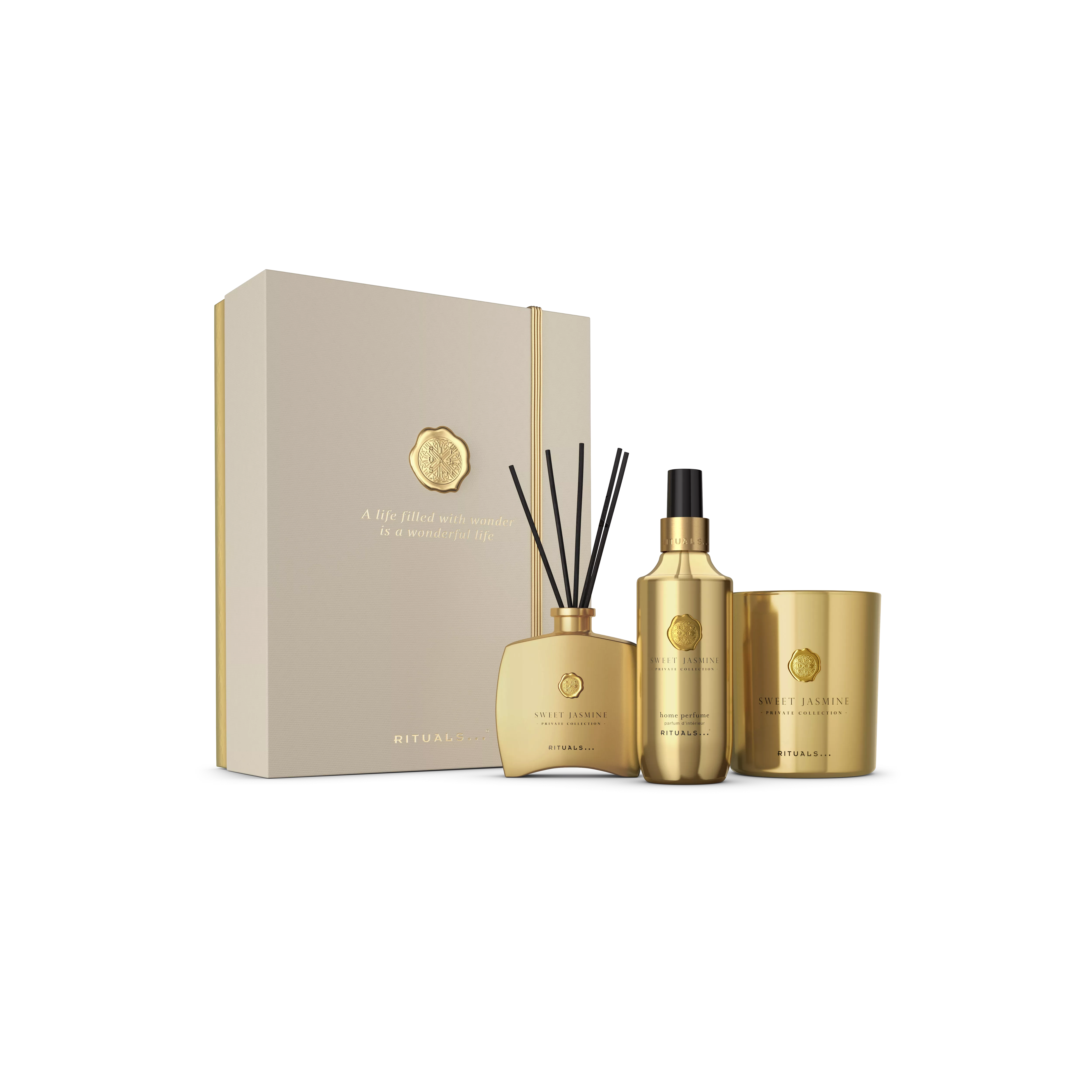Duftkerze 360 g, Mini-Duftstäbchen 100 ml, Raumduft 200 ml, privatecollection, Gold, RITUALS