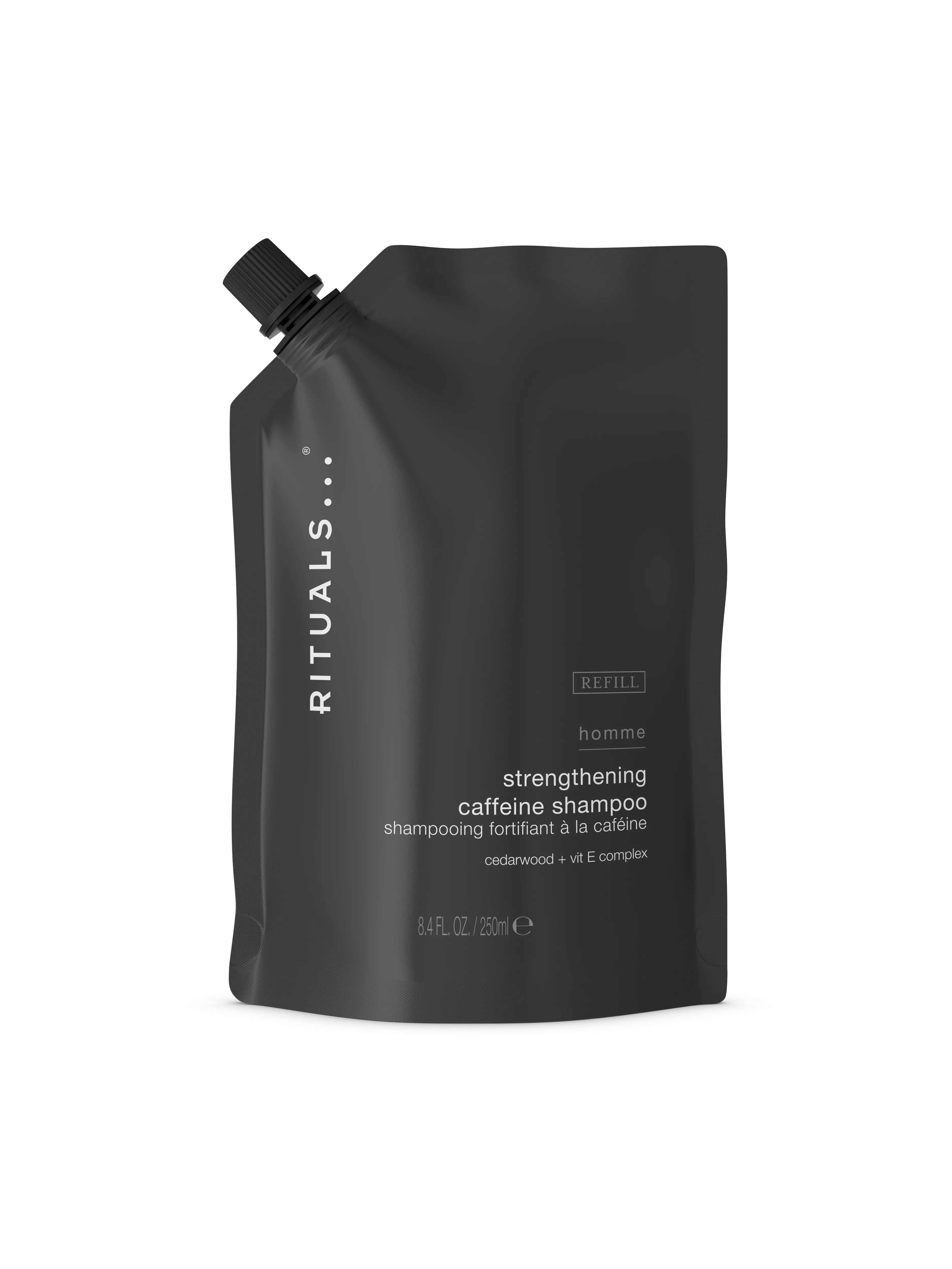 szampon z kofeiną – opakowanie uzupełniające, homme, Black, 250 ml, RITUALS