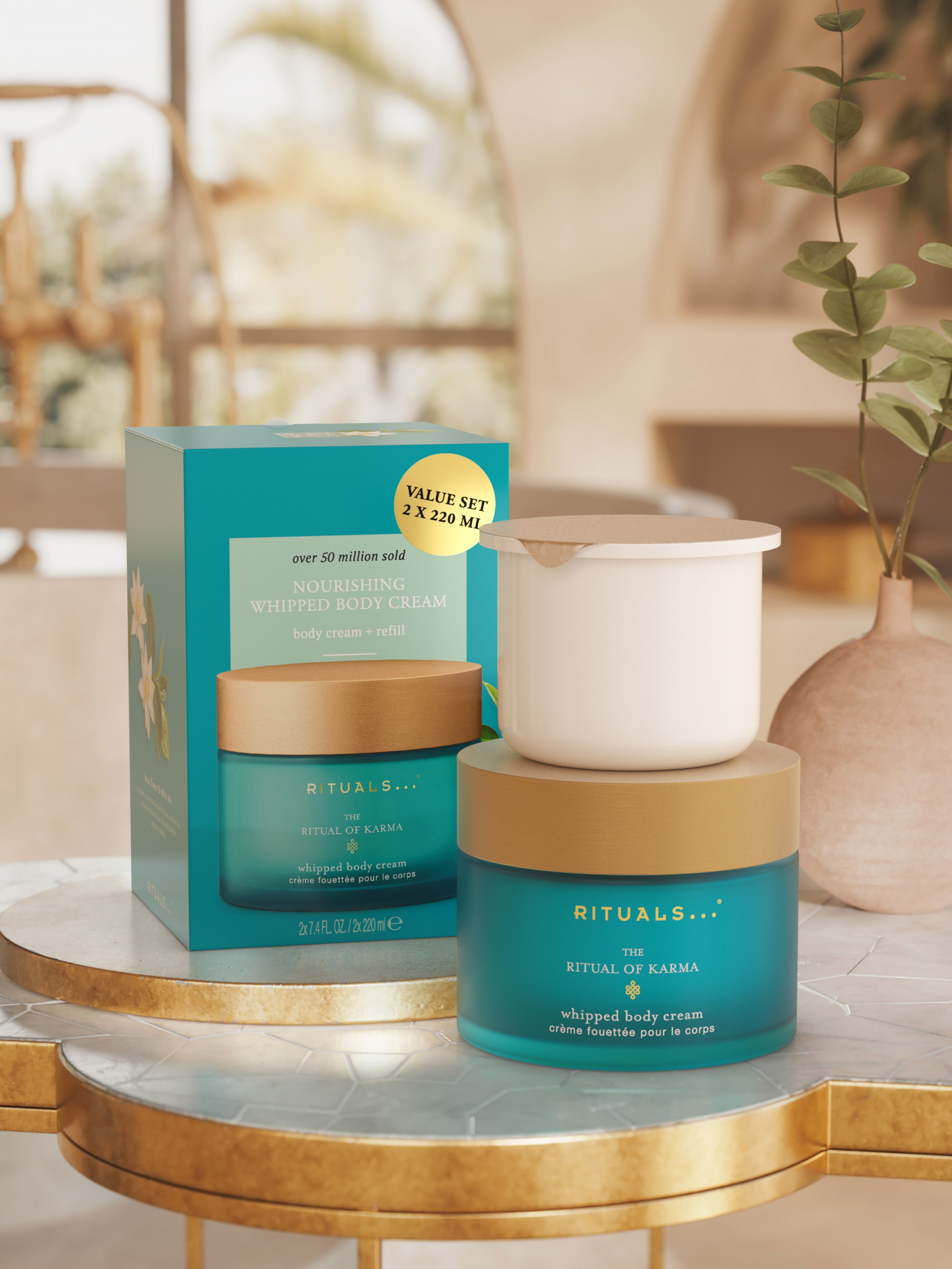 Karma Body Cream + Refill Pack 2025 Lifestyle with Closed Pack