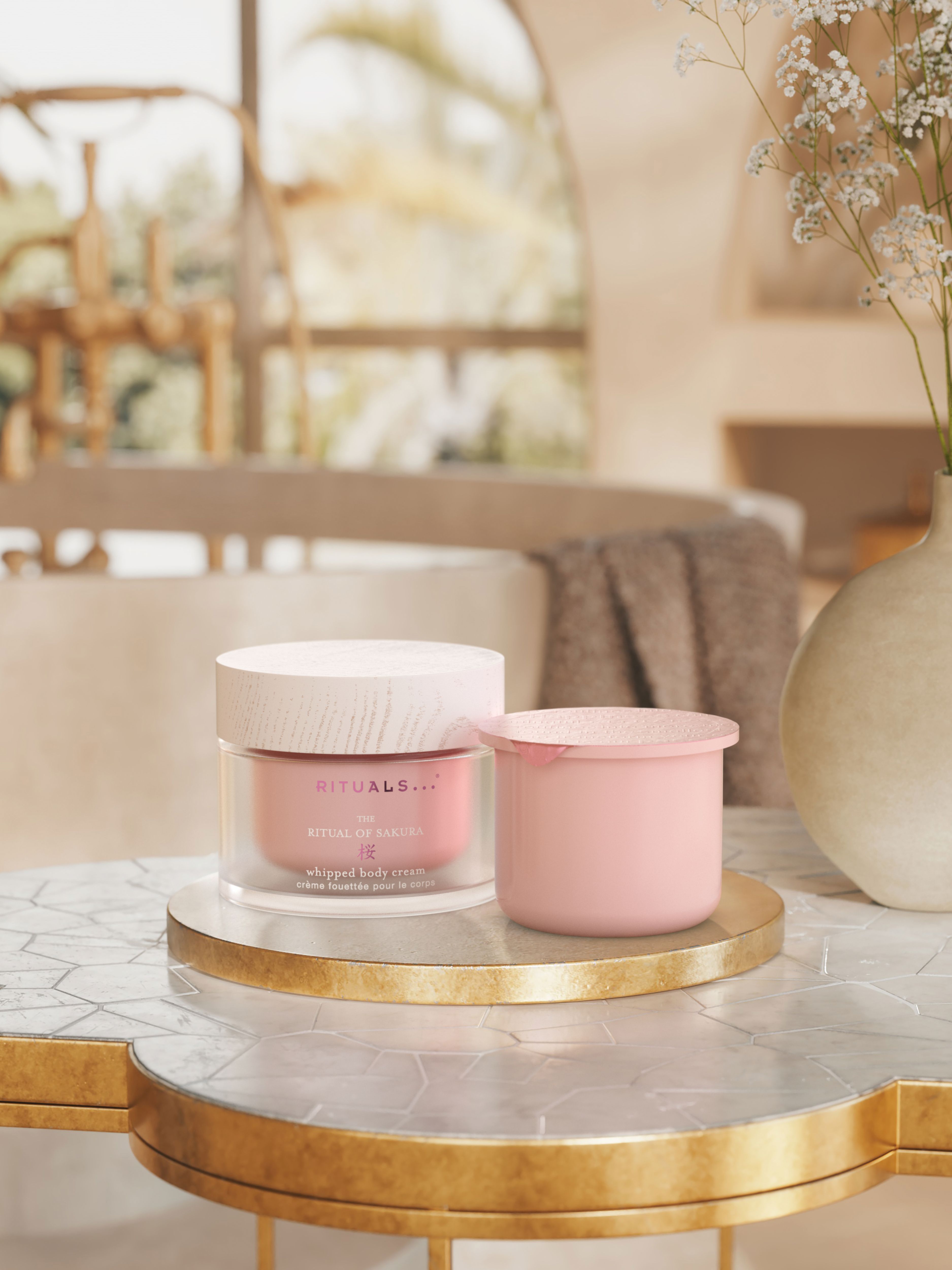 Sakura Body Cream + Refill Pack 2025 Lifestyle with Open Pack