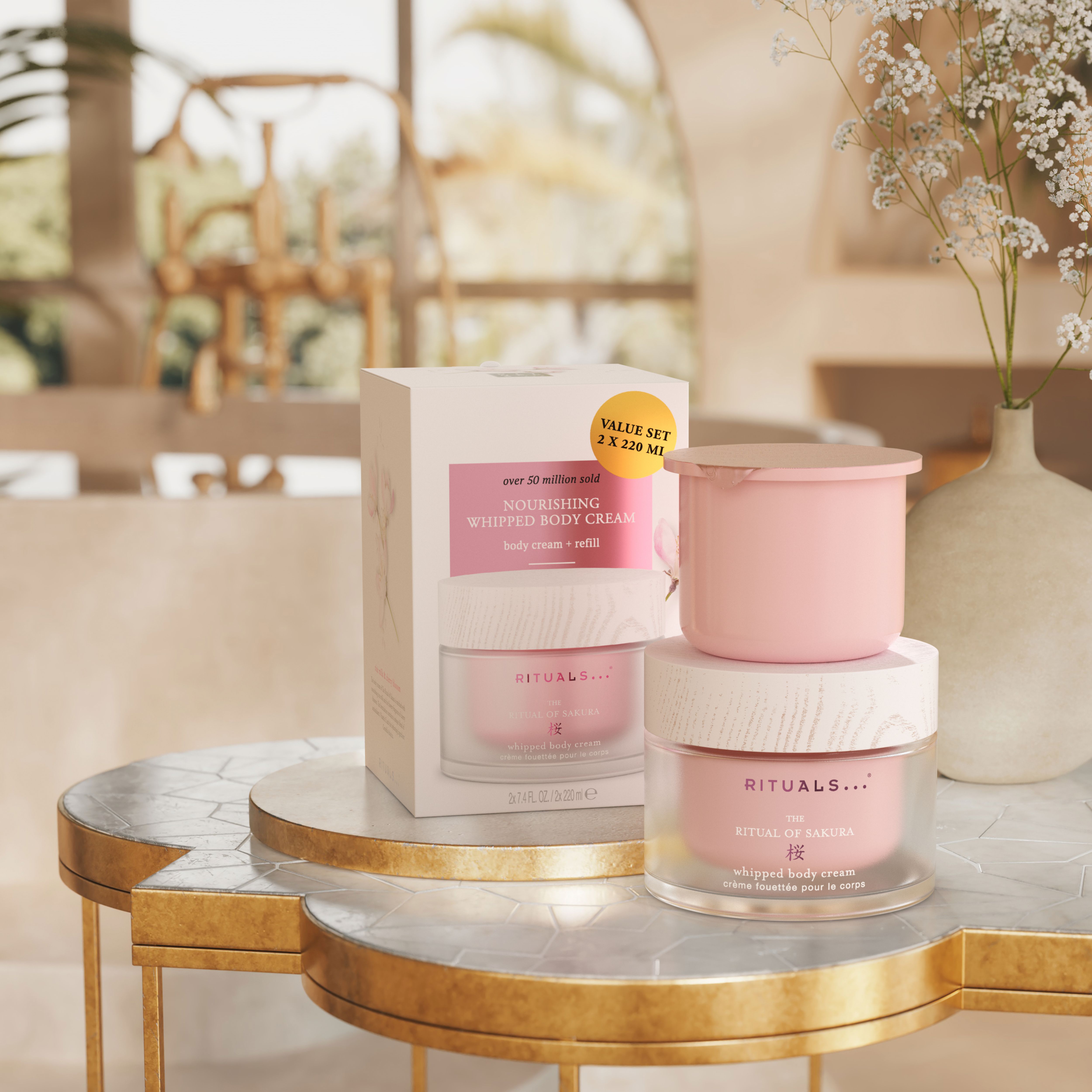 Sakura Body Cream + Refill Pack 2025 Lifestyle with Closed Pack