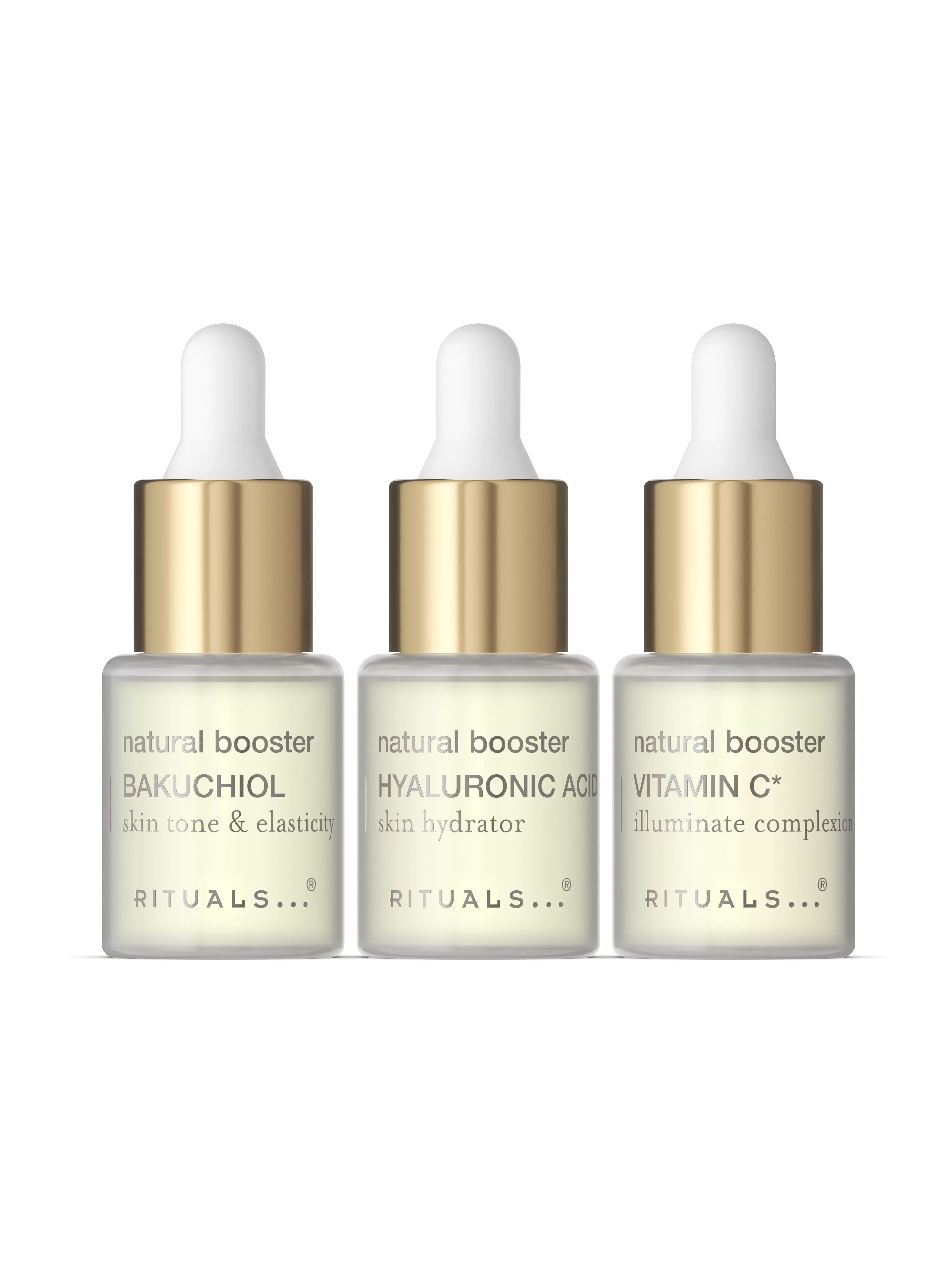 Bakuchiol Serum, Hyaluronsäure-Serum, Serum mit Vitamin C mit je 6,5 ml und natürlichen Ursprungs, namaste, White, RITUALS