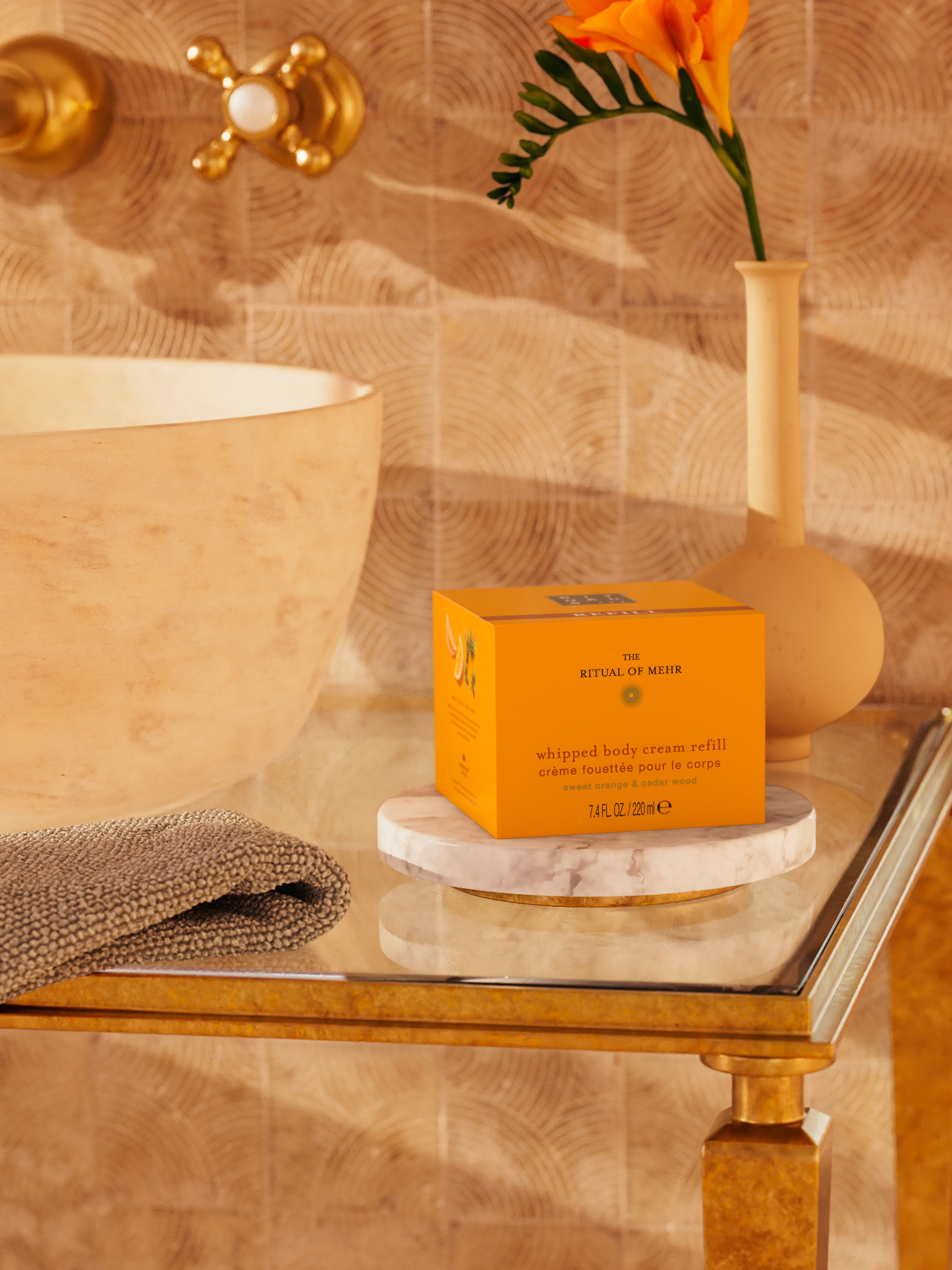 The Ritual of Mehr Body Cream Refill 220ml Lifestyle with Product