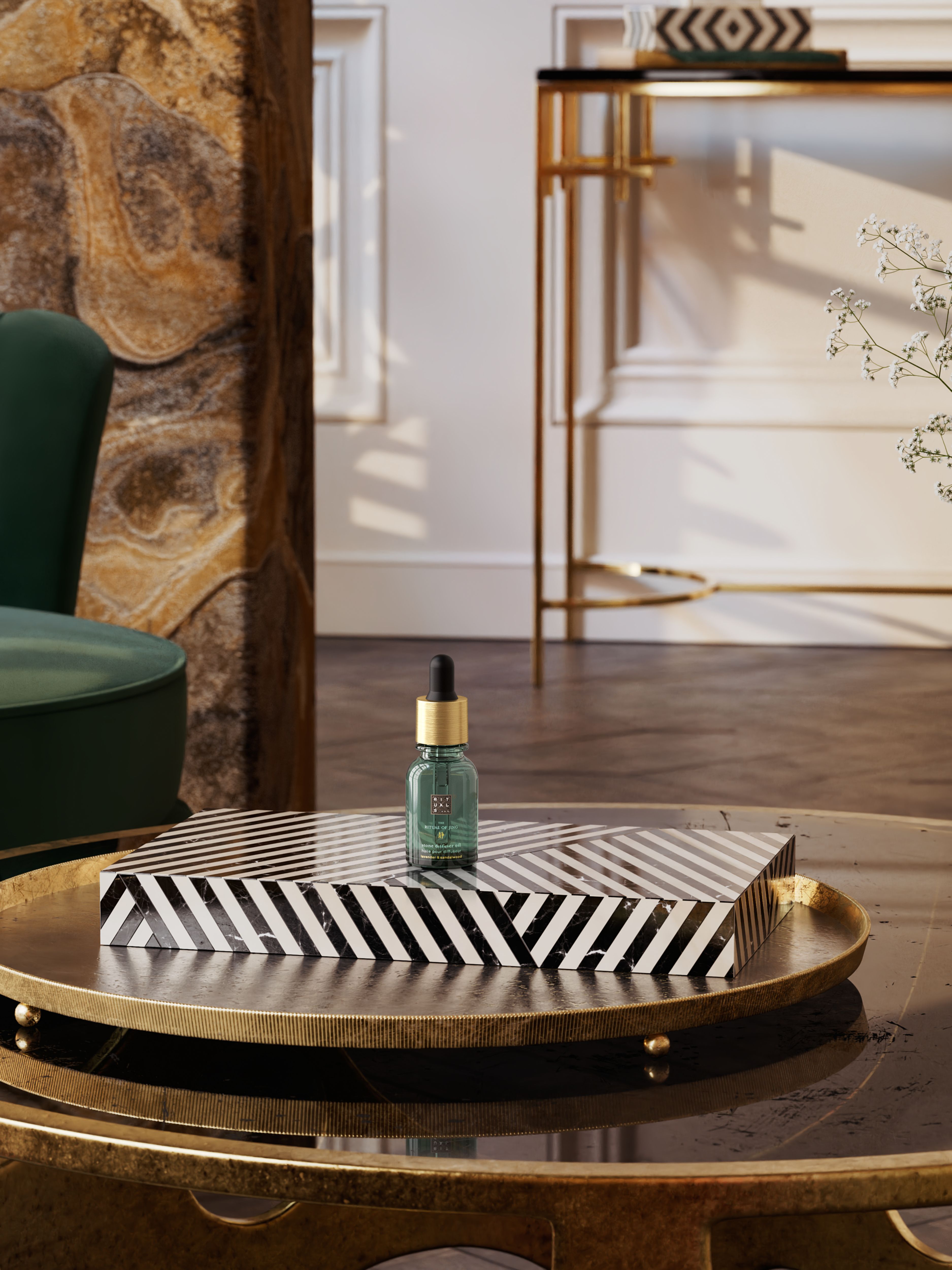 The Ritual of Jing Night Mineral Stone Diffuser Refill Lifestyle with Product