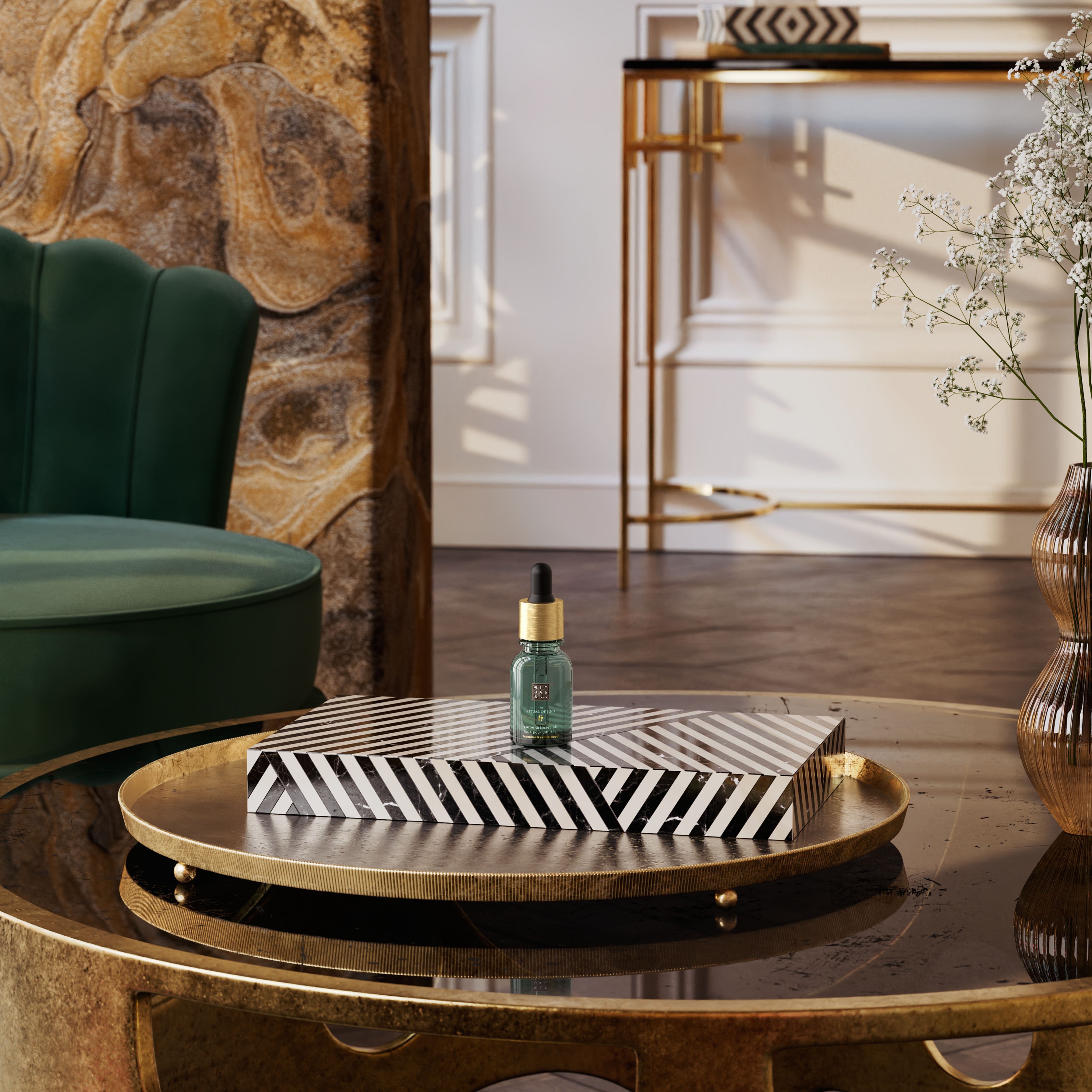 The Ritual of Jing Night Mineral Stone Diffuser Refill Lifestyle with Product