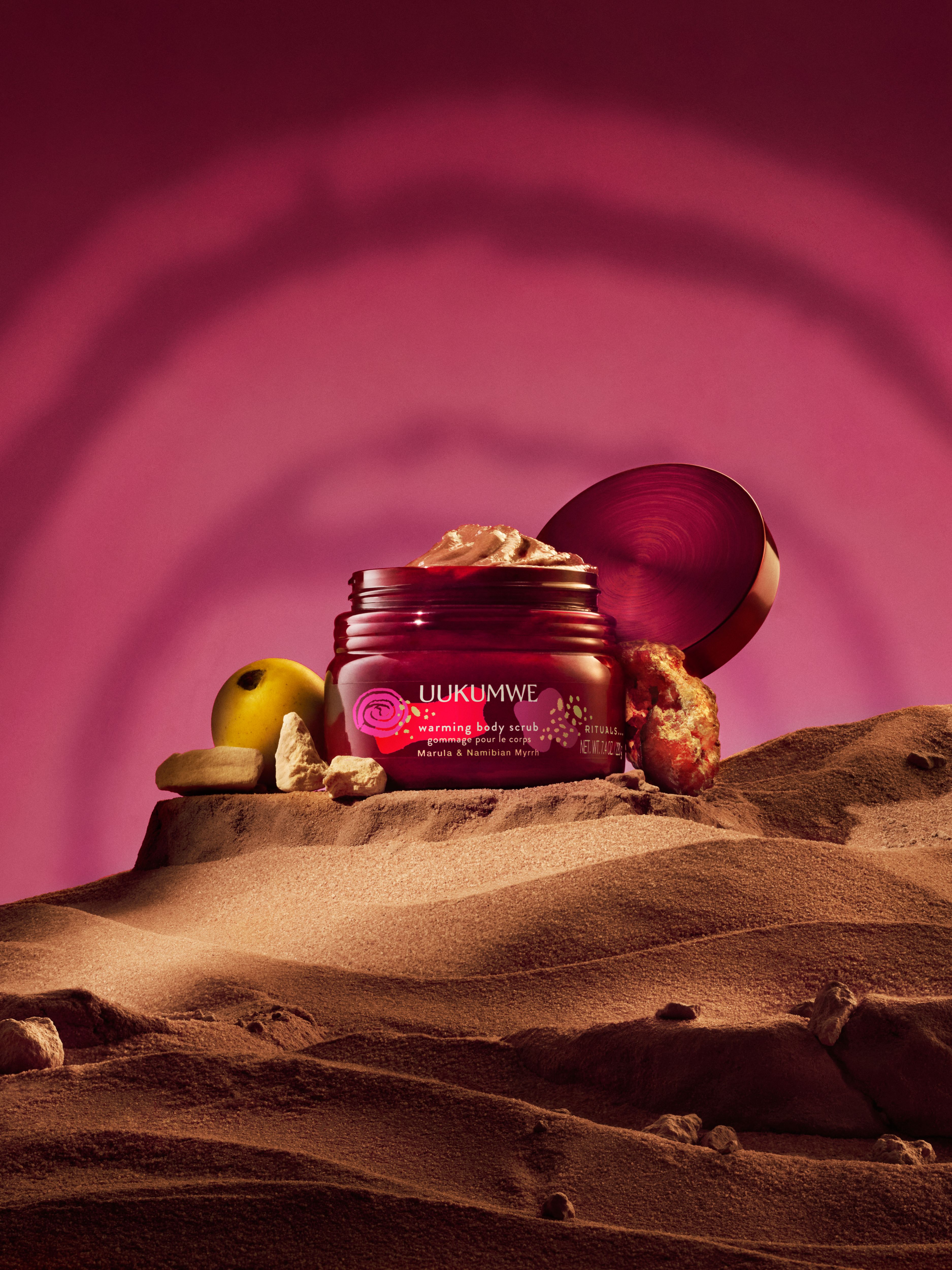 Uukumwe Collection Warming Body Scrub 220g Studio with Product