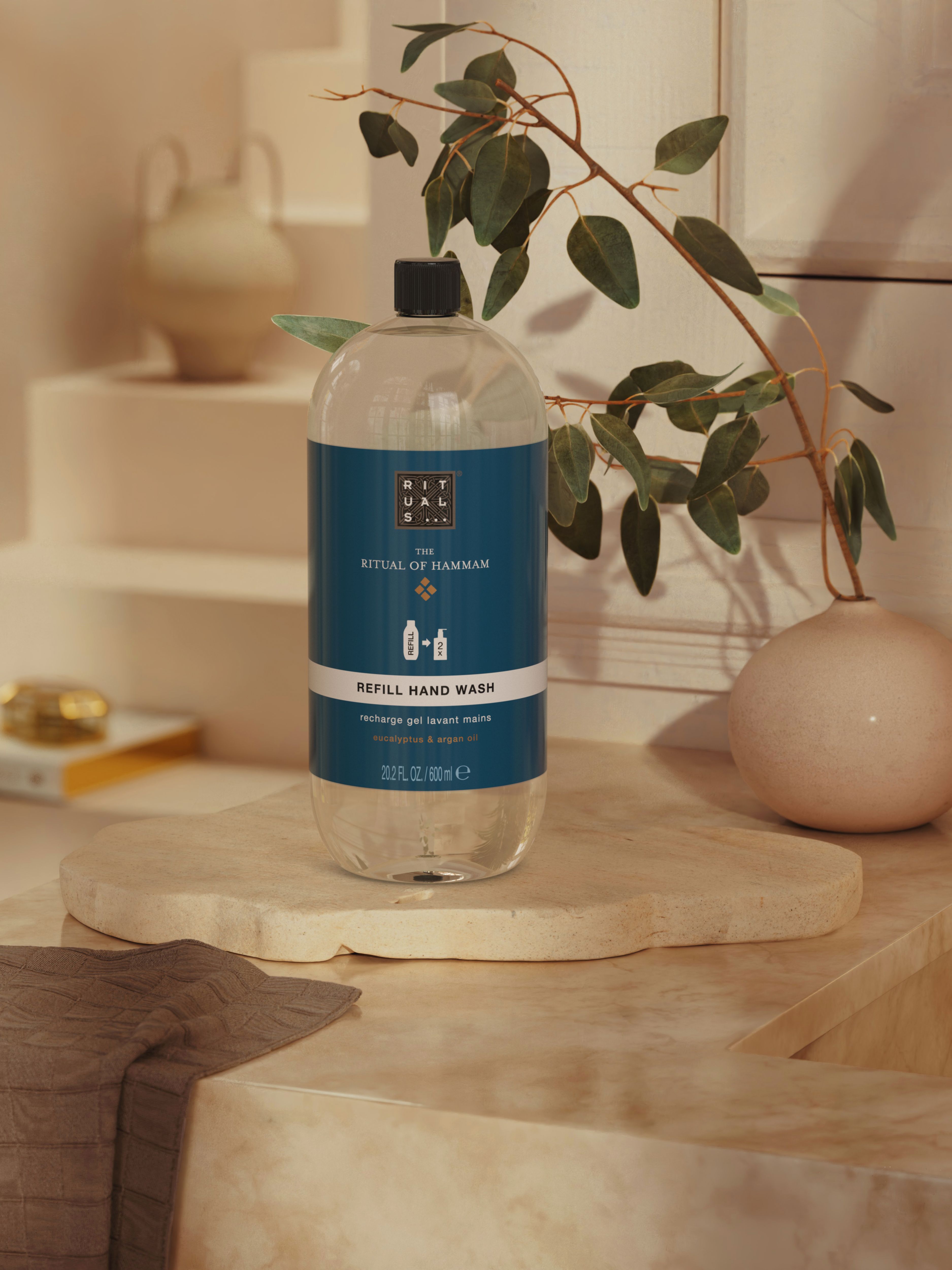 The Ritual of Hammam Refill Hand Wash 600ml Lifestyle with Product