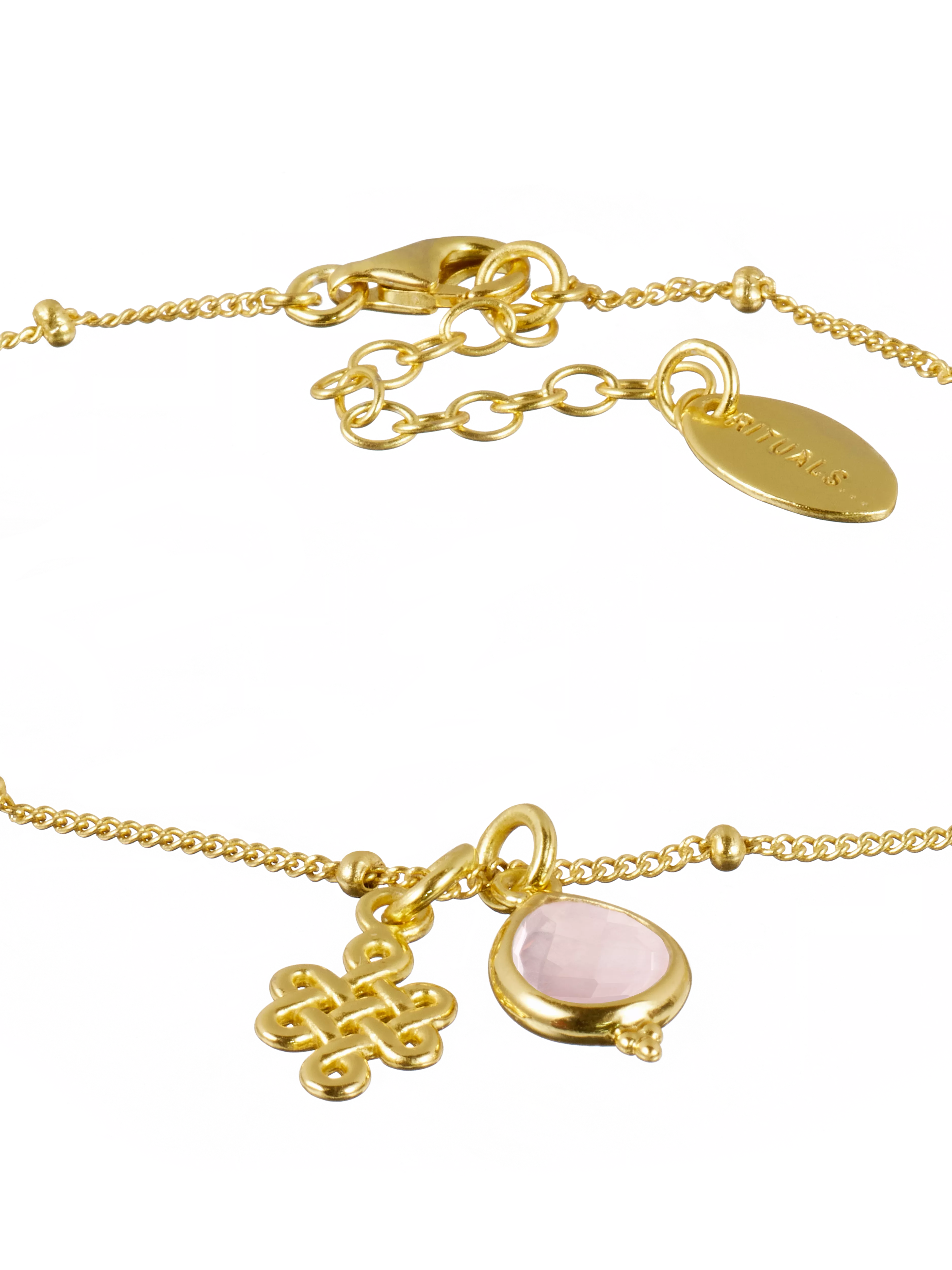 bracelet plaqué or avec gemme, houseofrituals, Pink,  Argent sterling 925 plaqué or 18 carats ; pierres fines : quartz rose , RITUALS