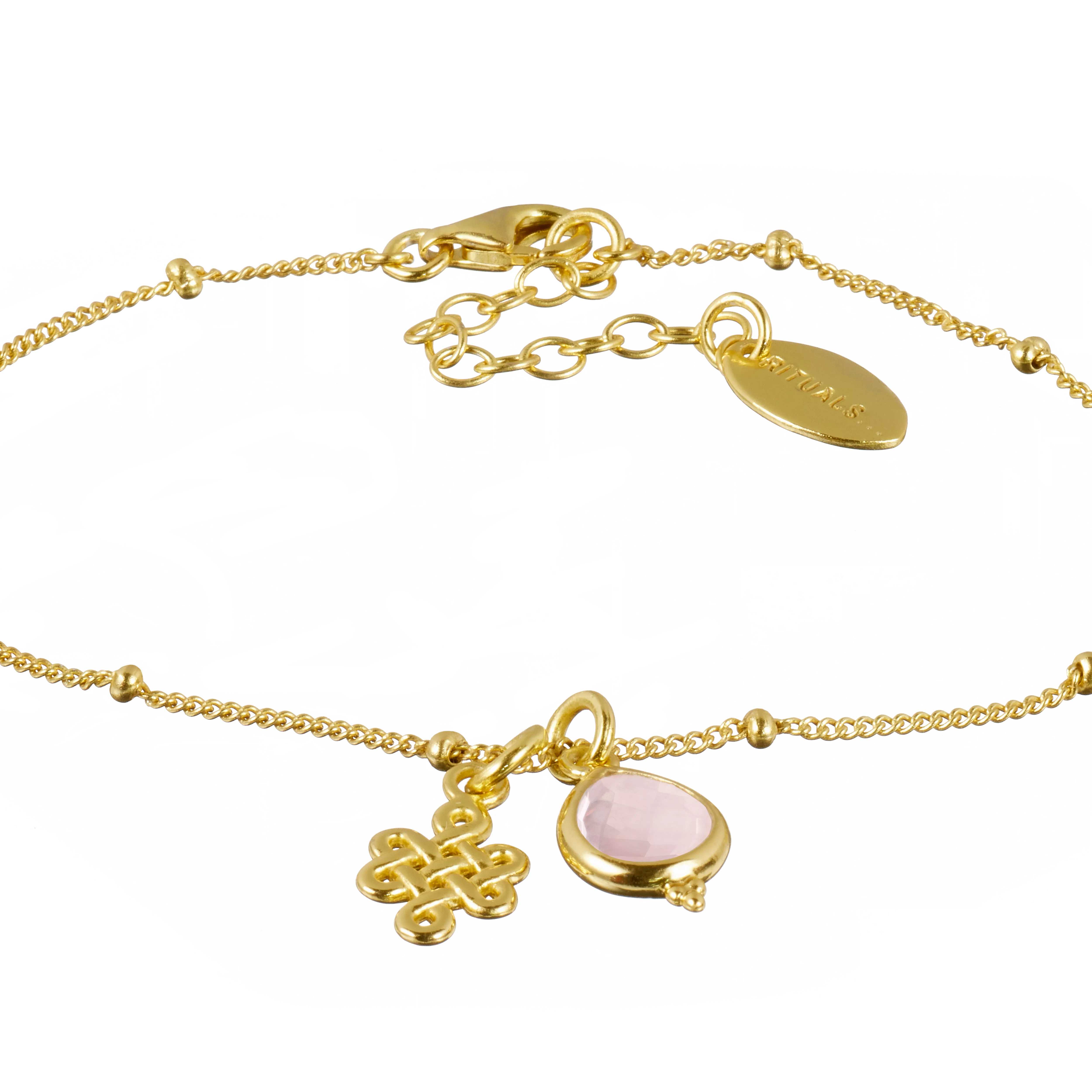 Vergoldetes Armband mit Schmuckstein, houseofrituals, Pink,  925er Sterlingsilber, mit 18-karätigem Gold beschichtet; Schmucksteine: Rosenquarz , RITUALS