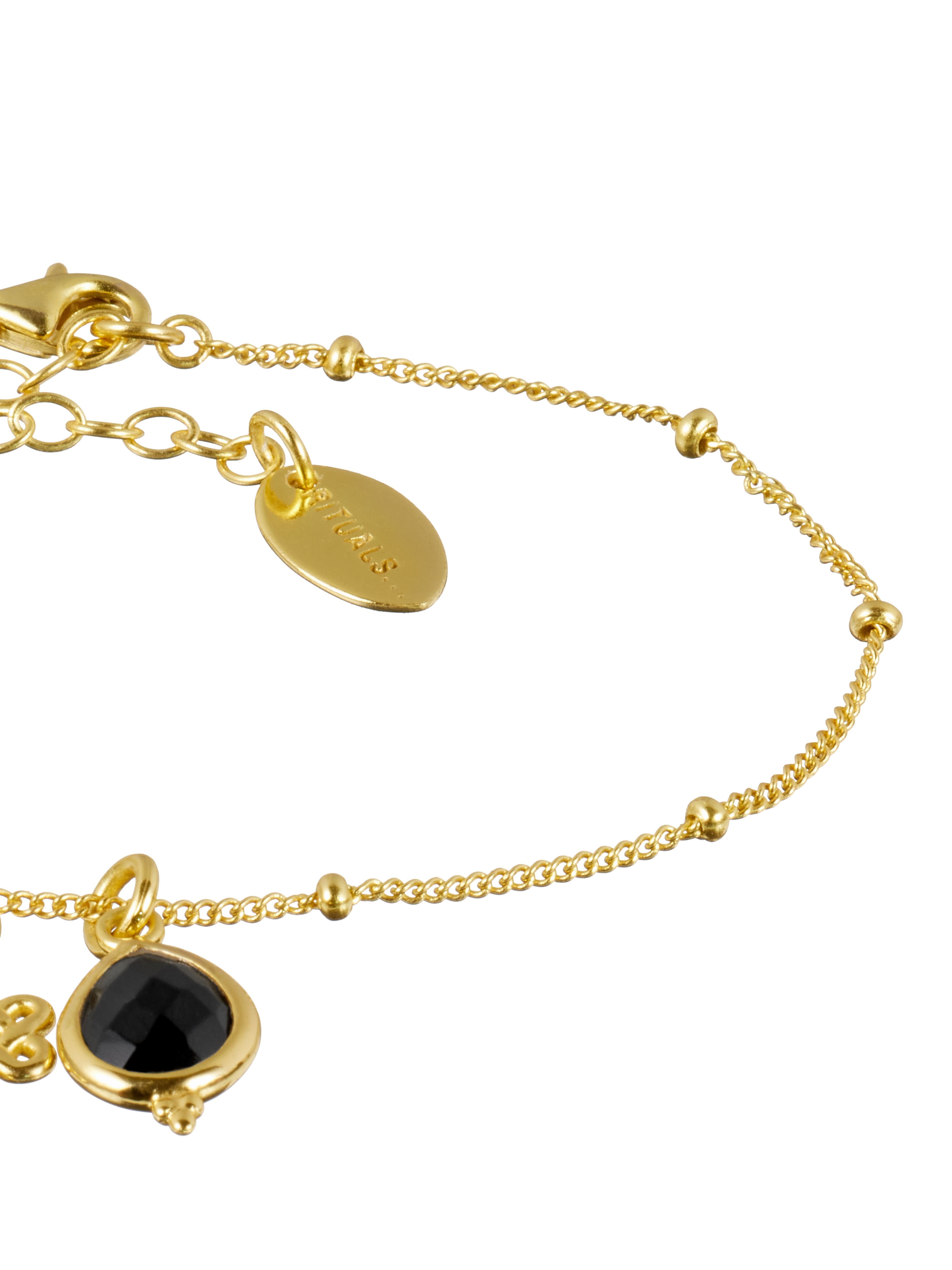Black Onyx Infinity Pendant Bracelet Gold Plated