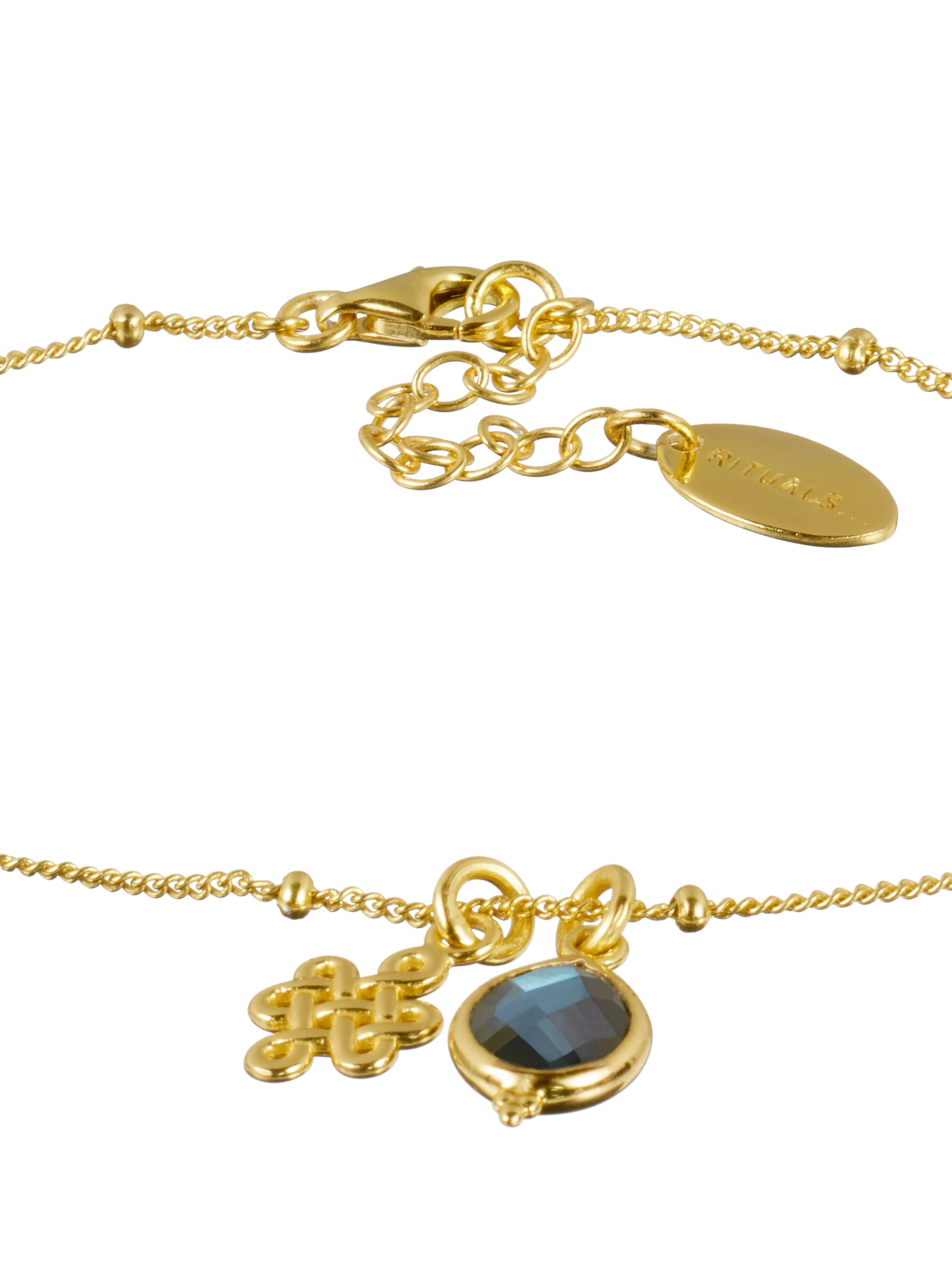 bracelet plaqué or avec gemme, houseofrituals, Grey,  Argent sterling 925 plaqué or 18 carats ; pierres fines : labradorite , RITUALS