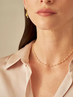 gold plated necklace with gemstone