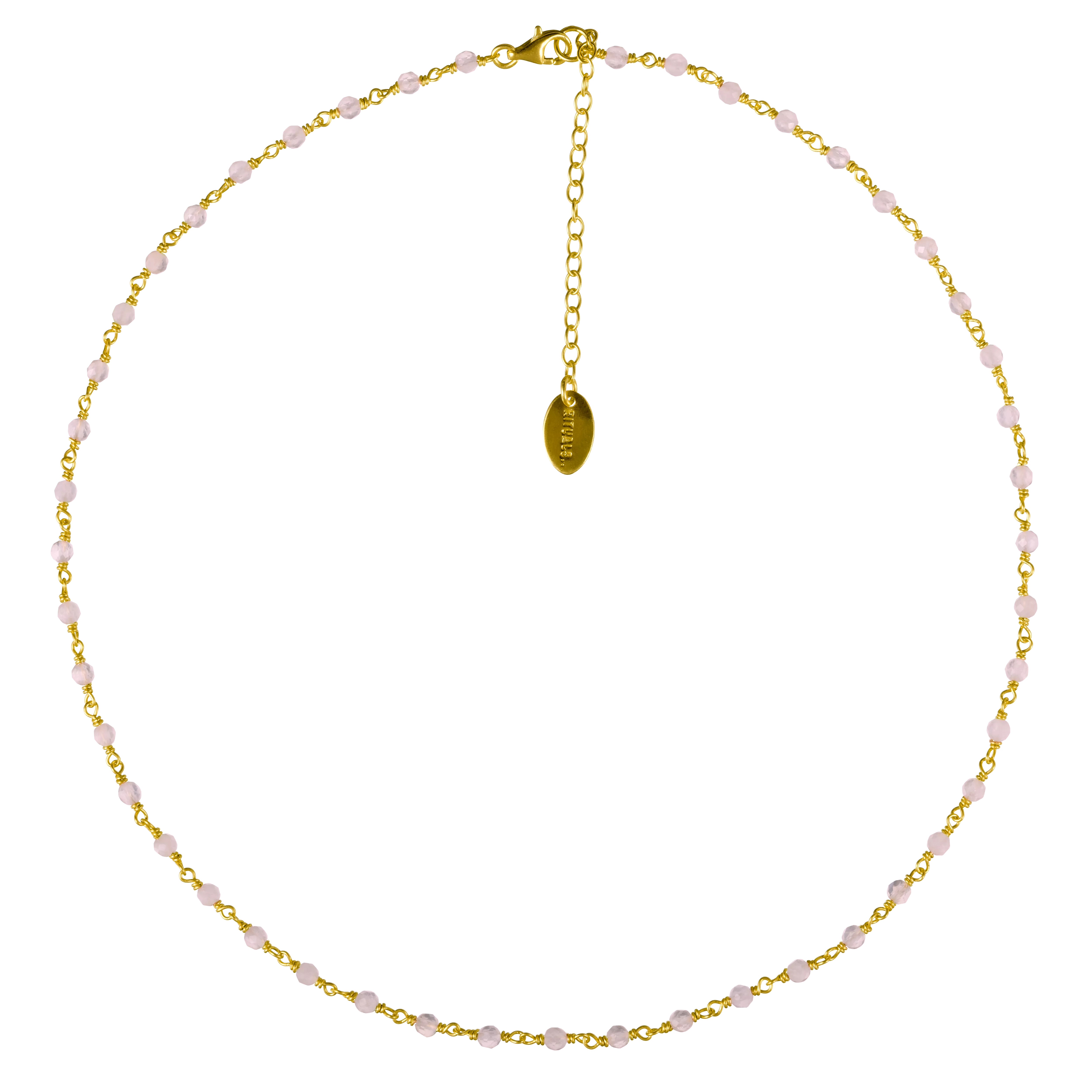 Vergoldete Kette mit Schmuckstein, houseofrituals, Pink,  925er Sterlingsilber, mit 18-karätigem Gold beschichtet; Schmucksteine: Rosenquarz , RITUALS
