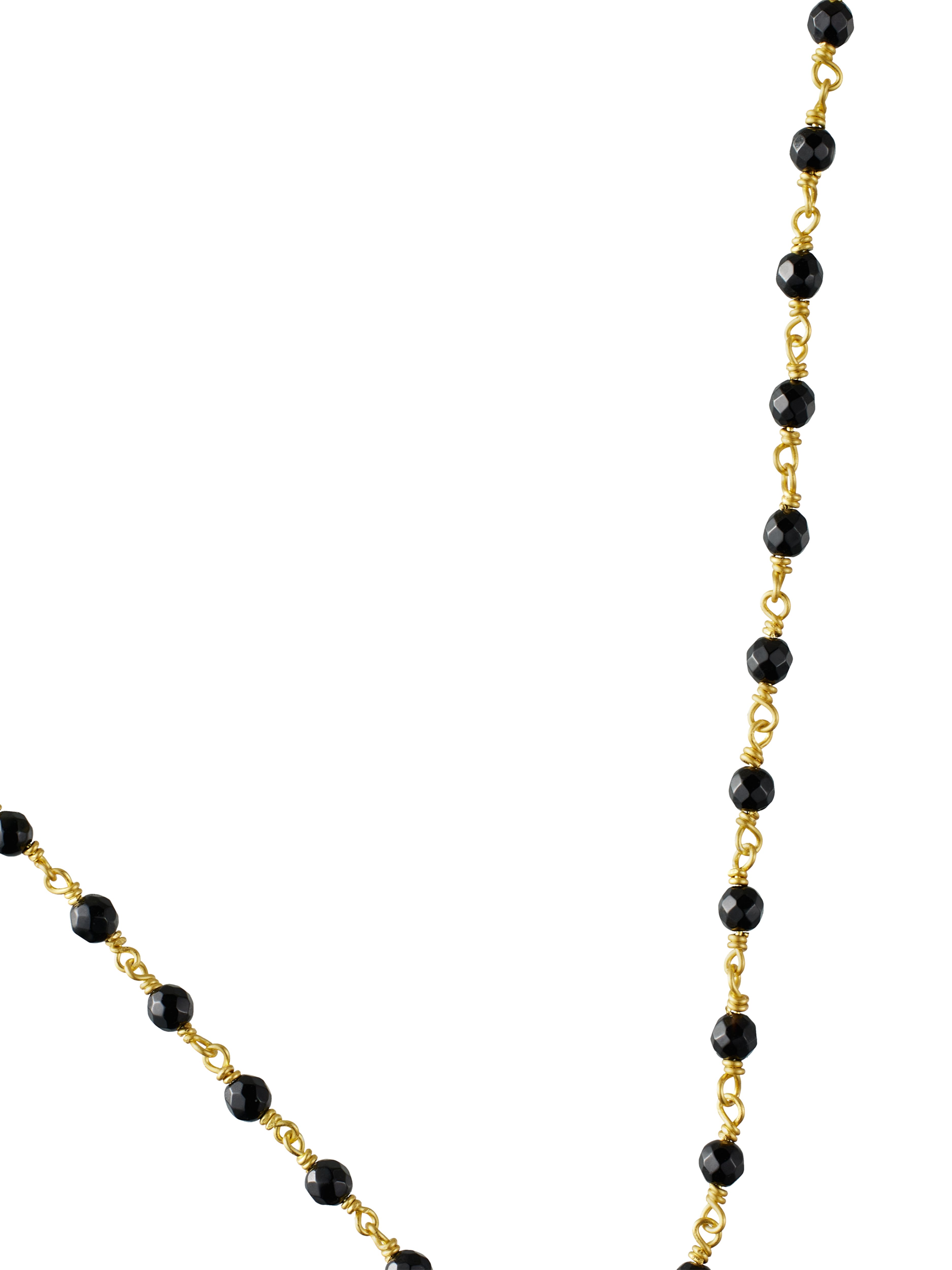 Black Onyx Bead Choker Necklace Gold Plated