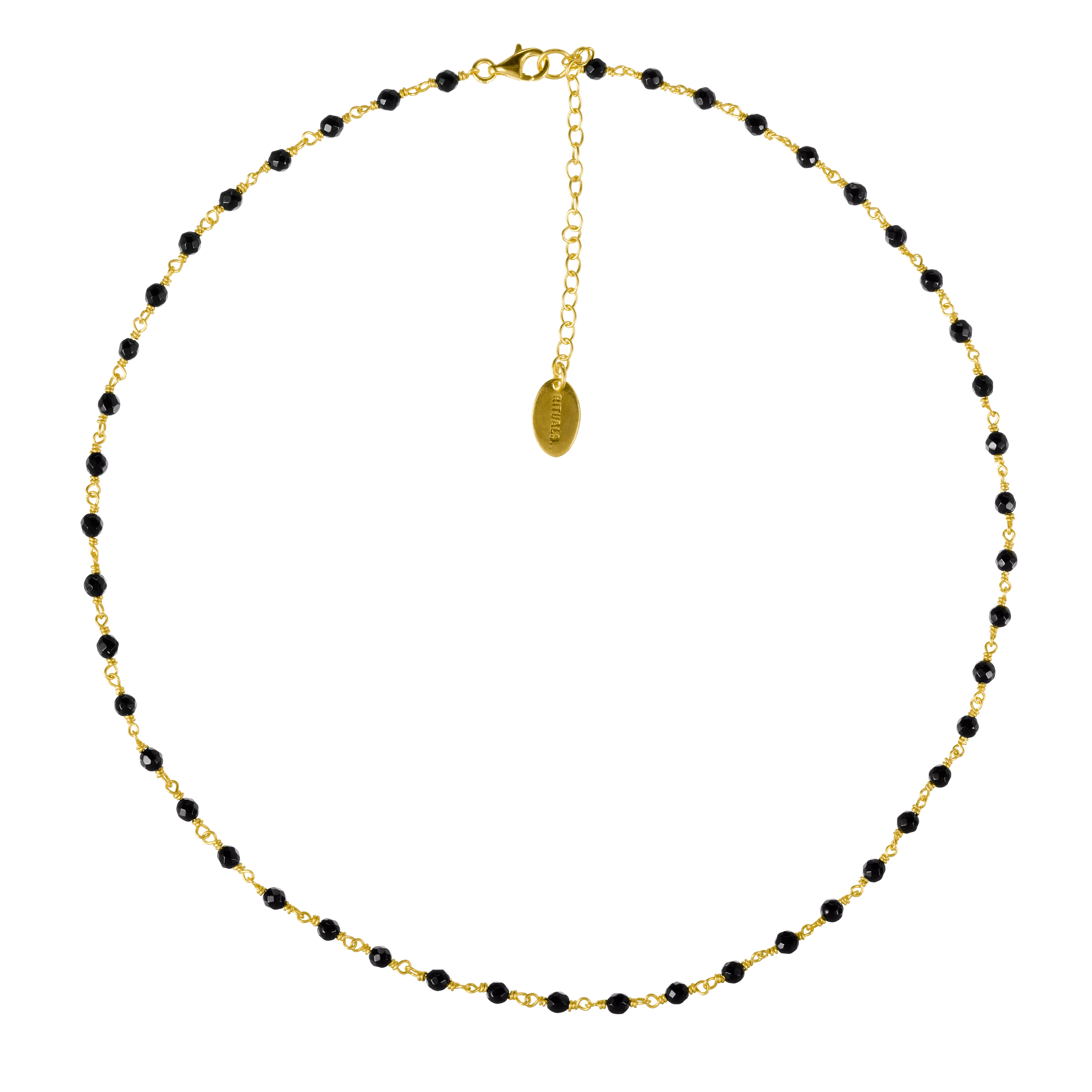 Vergoldete Kette mit Schmuckstein, houseofrituals, Black,  925er Sterlingsilber, mit 18-karätigem Gold beschichtet; Schmucksteine: Onyx , RITUALS