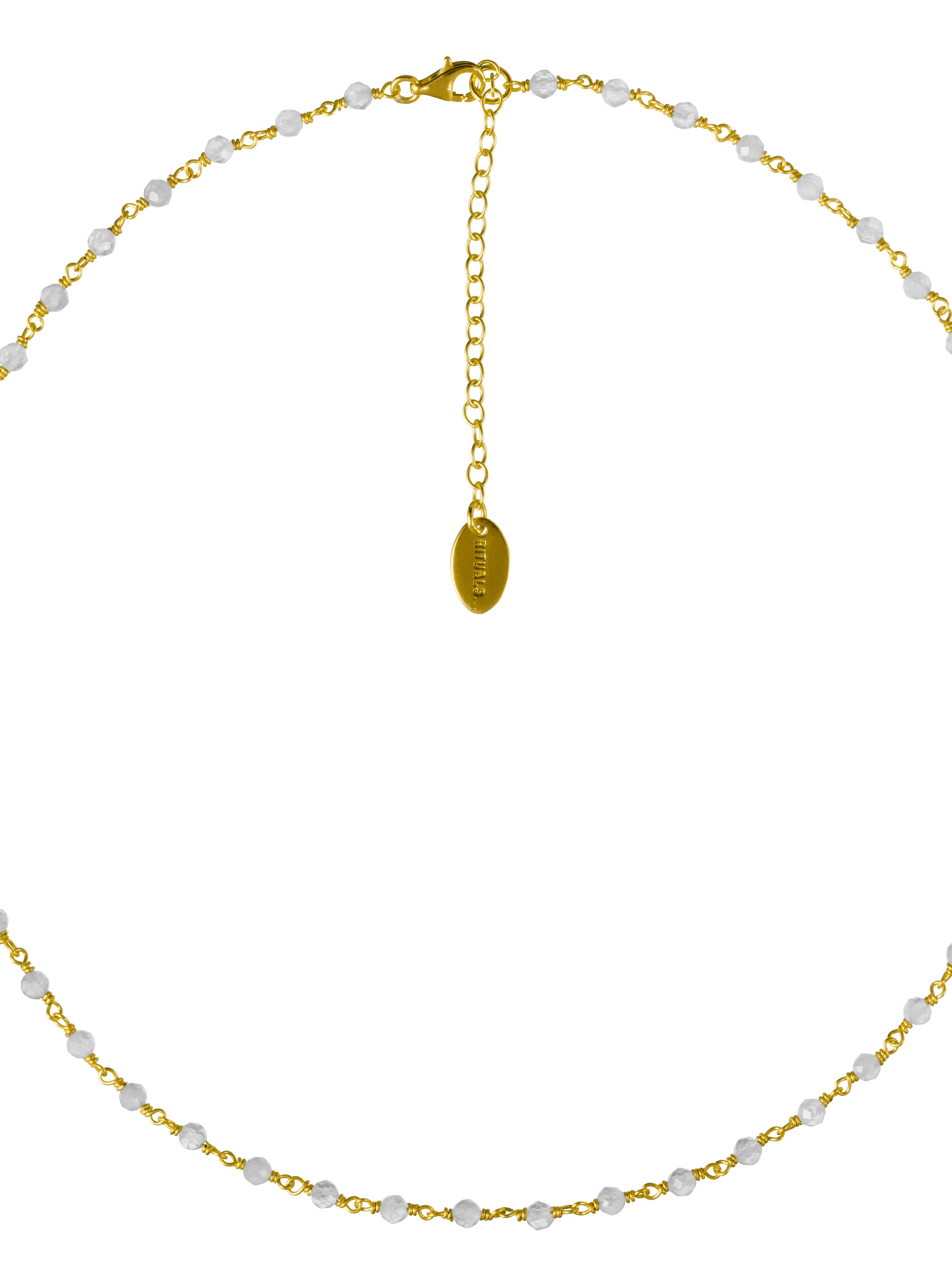 Labradorite Bead Choker Necklace Gold Plated