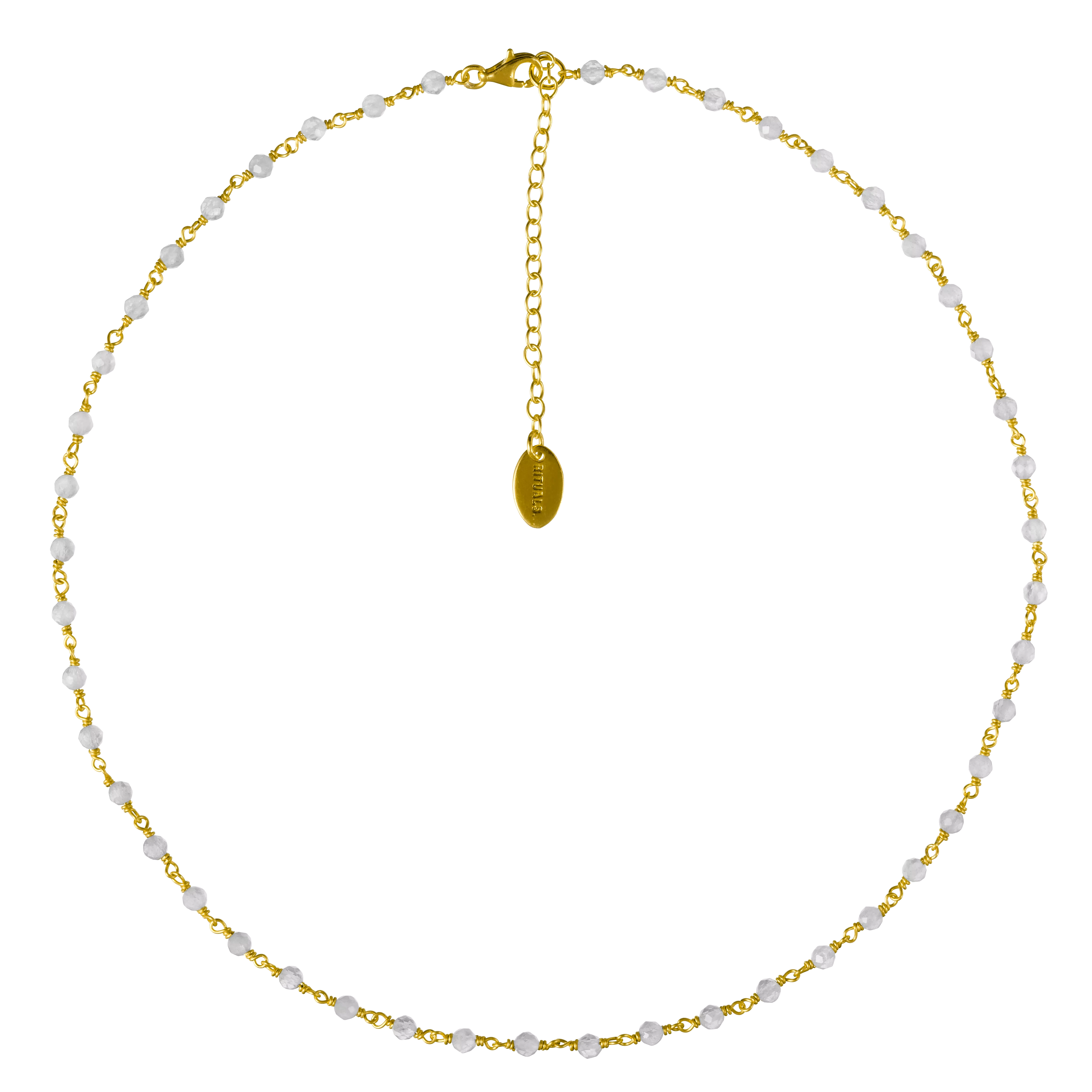 Vergoldete Kette mit Schmuckstein, houseofrituals, Grey,  925er Sterlingsilber, mit 18-karätigem Gold beschichtet; Schmucksteine: Labradorit , RITUALS