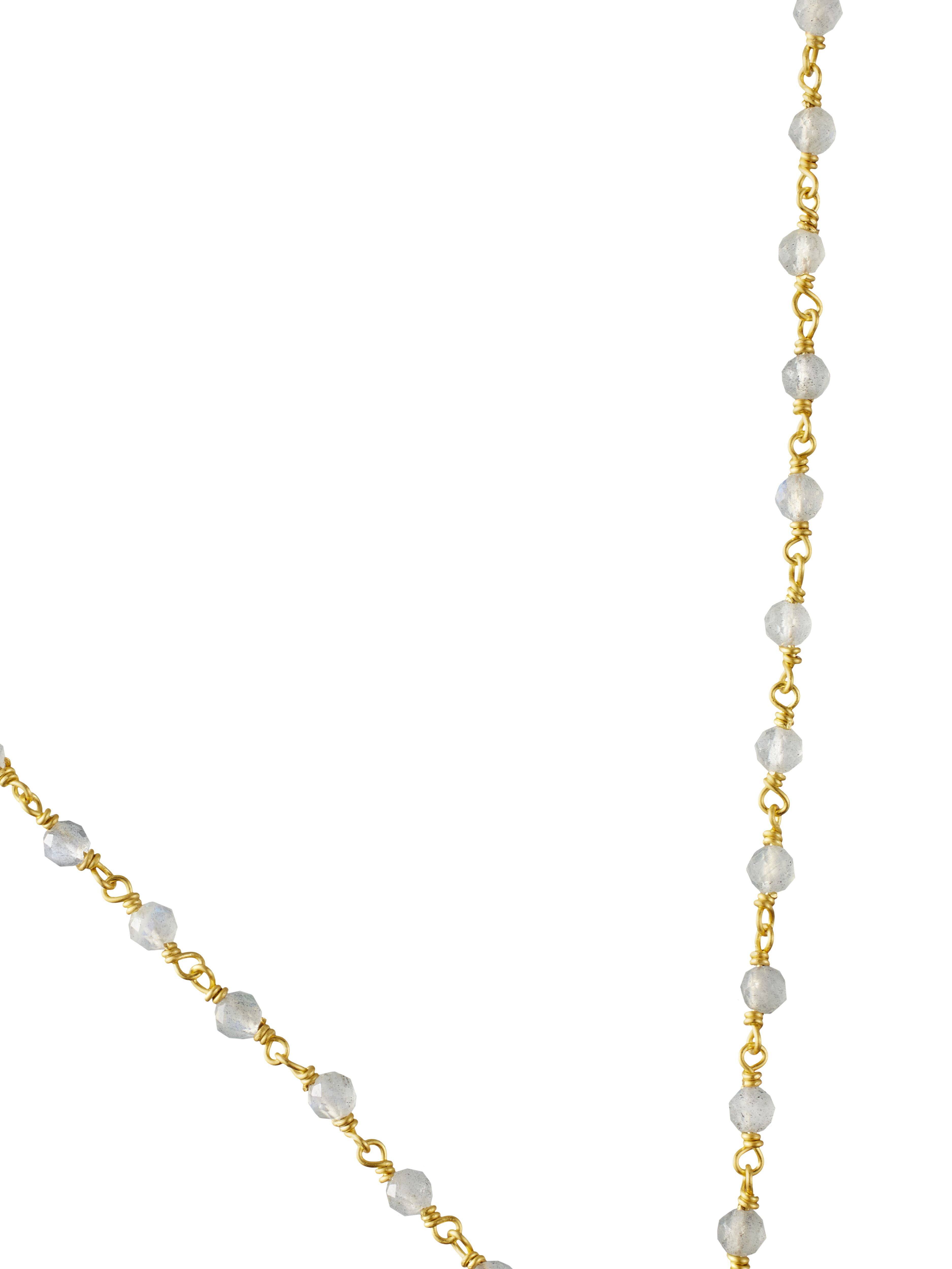 Labradorite Bead Choker Necklace Gold Plated