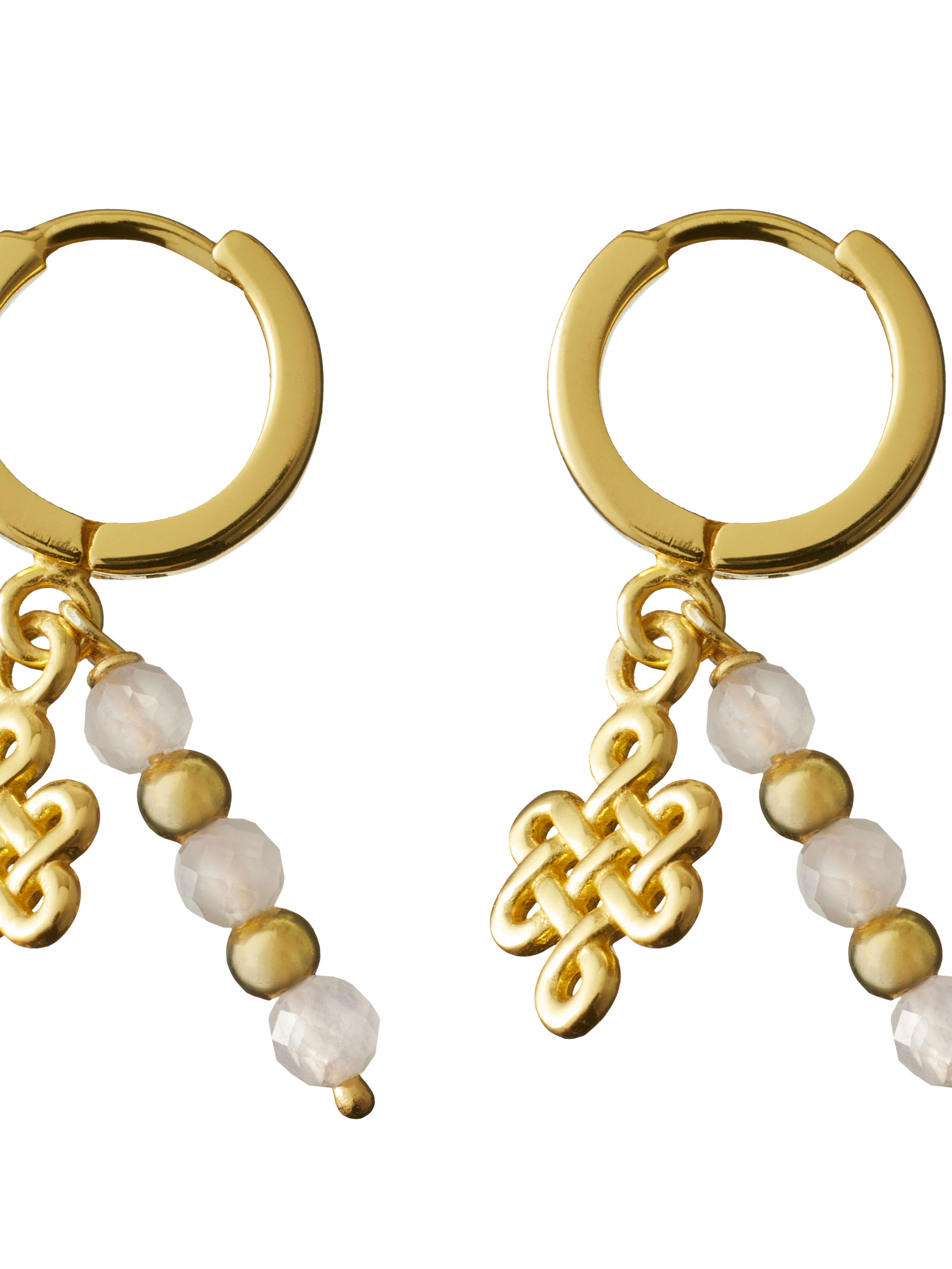 Rose Quartz Infinity Hoops Round Earrings Gold Plated