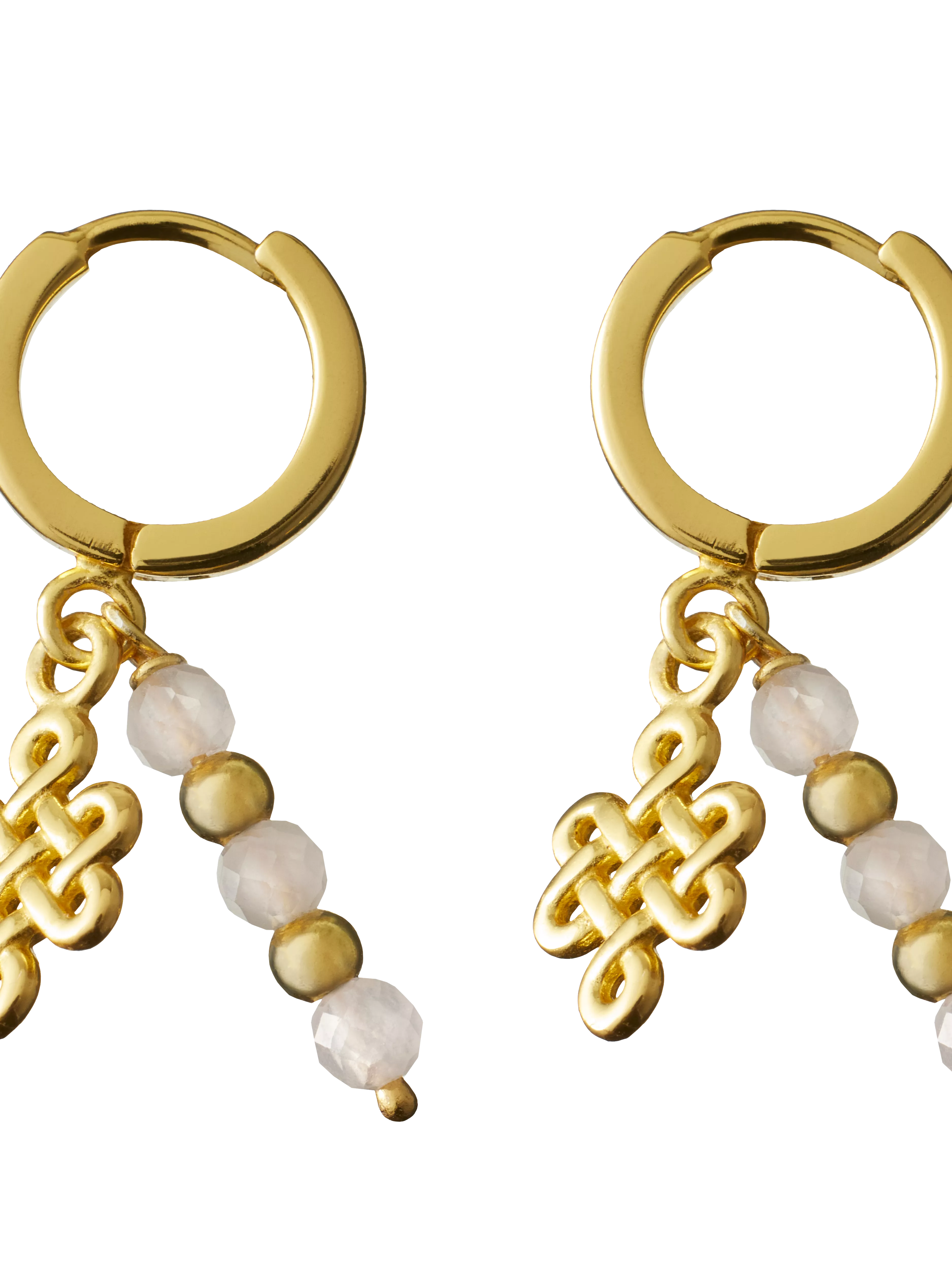 gold plated hoops with gemstone, houseofrituals, Pink,  925 Sterling silver 18 karat gold plated; Gemstones: Rose Quartz , RITUALS