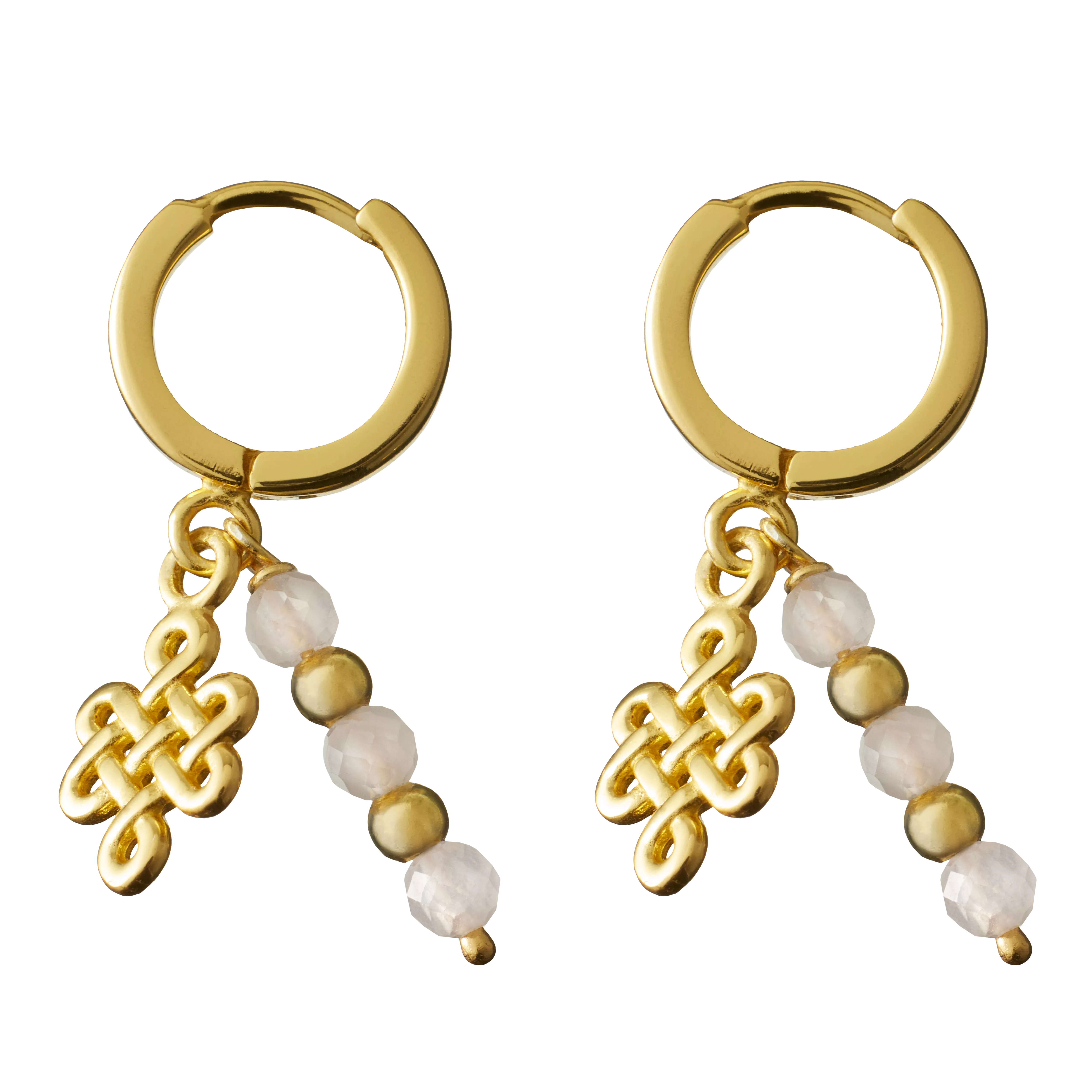 Vergoldete Ohrringe mit Schmuckstein, houseofrituals, Pink,  925er Sterlingsilber, mit 18-karätigem Gold beschichtet; Schmucksteine: Rosenquarz , RITUALS