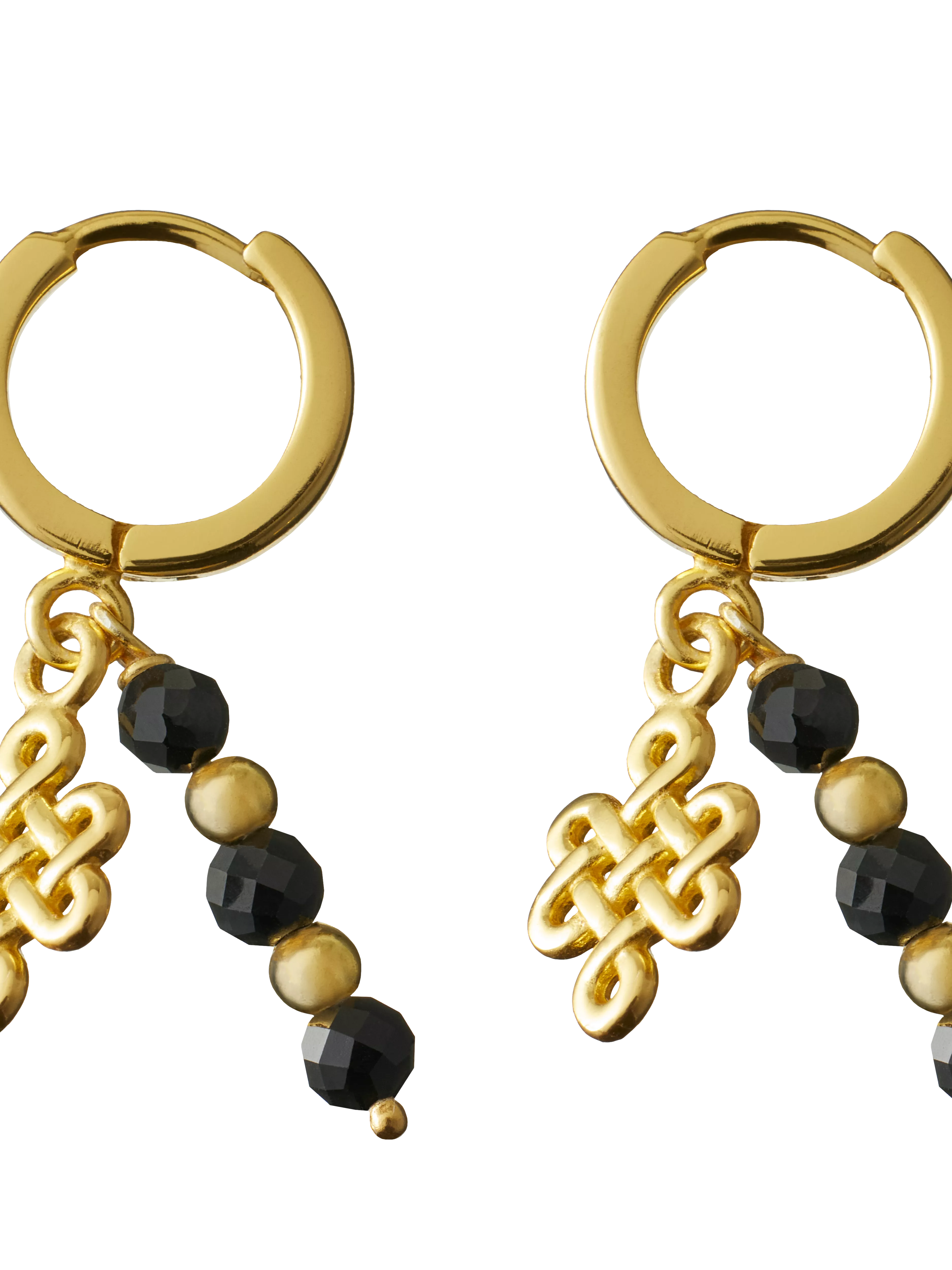 gold plated hoops with gemstone, houseofrituals, Black,  925 Sterling silver 18 karat gold plated; Gemstones: Onyx , RITUALS
