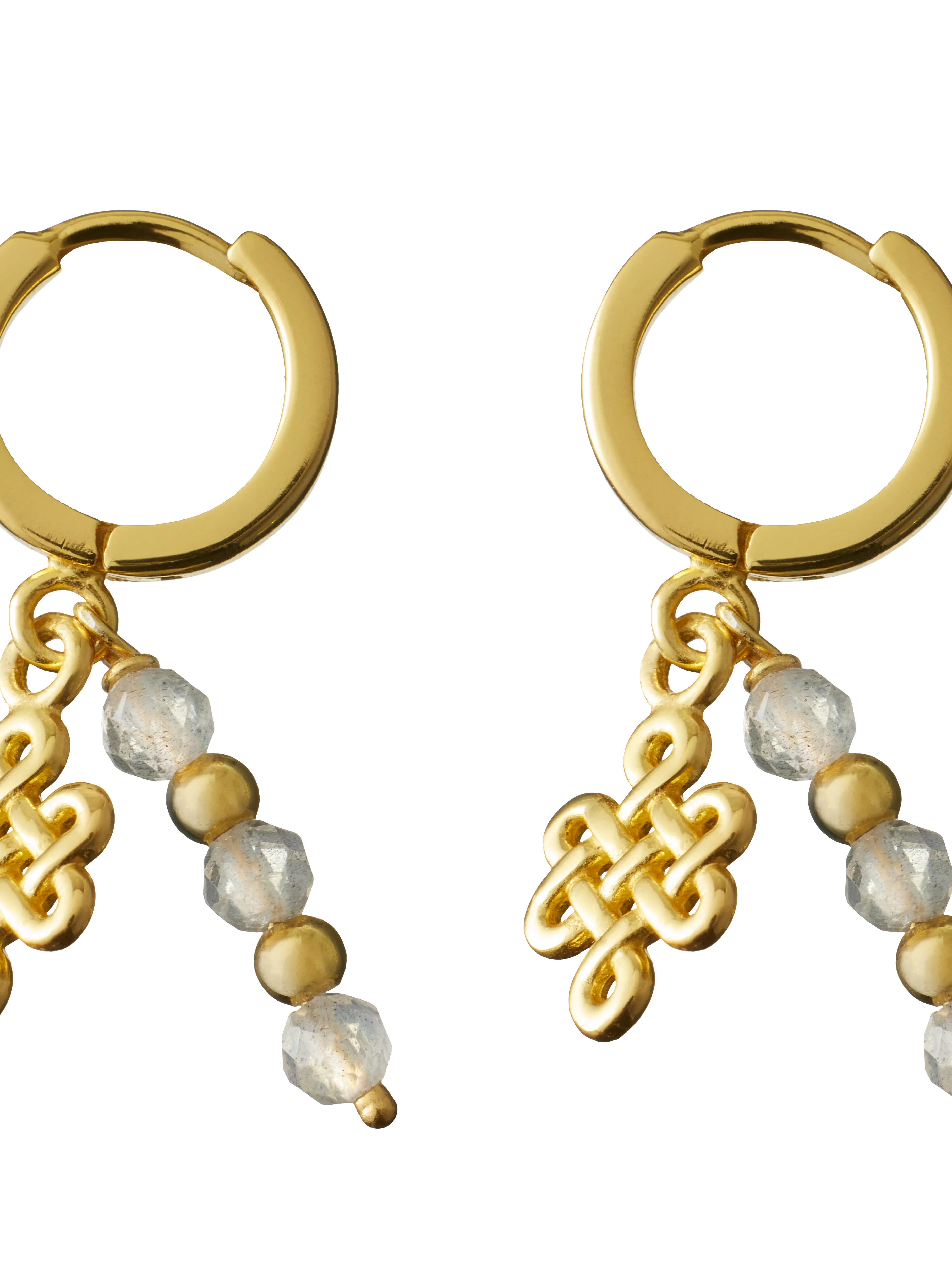 gold plated hoops with gemstone, houseofrituals, Grey,  925 Sterling silver 18 karat gold plated; Gemstones: Labradorite , RITUALS