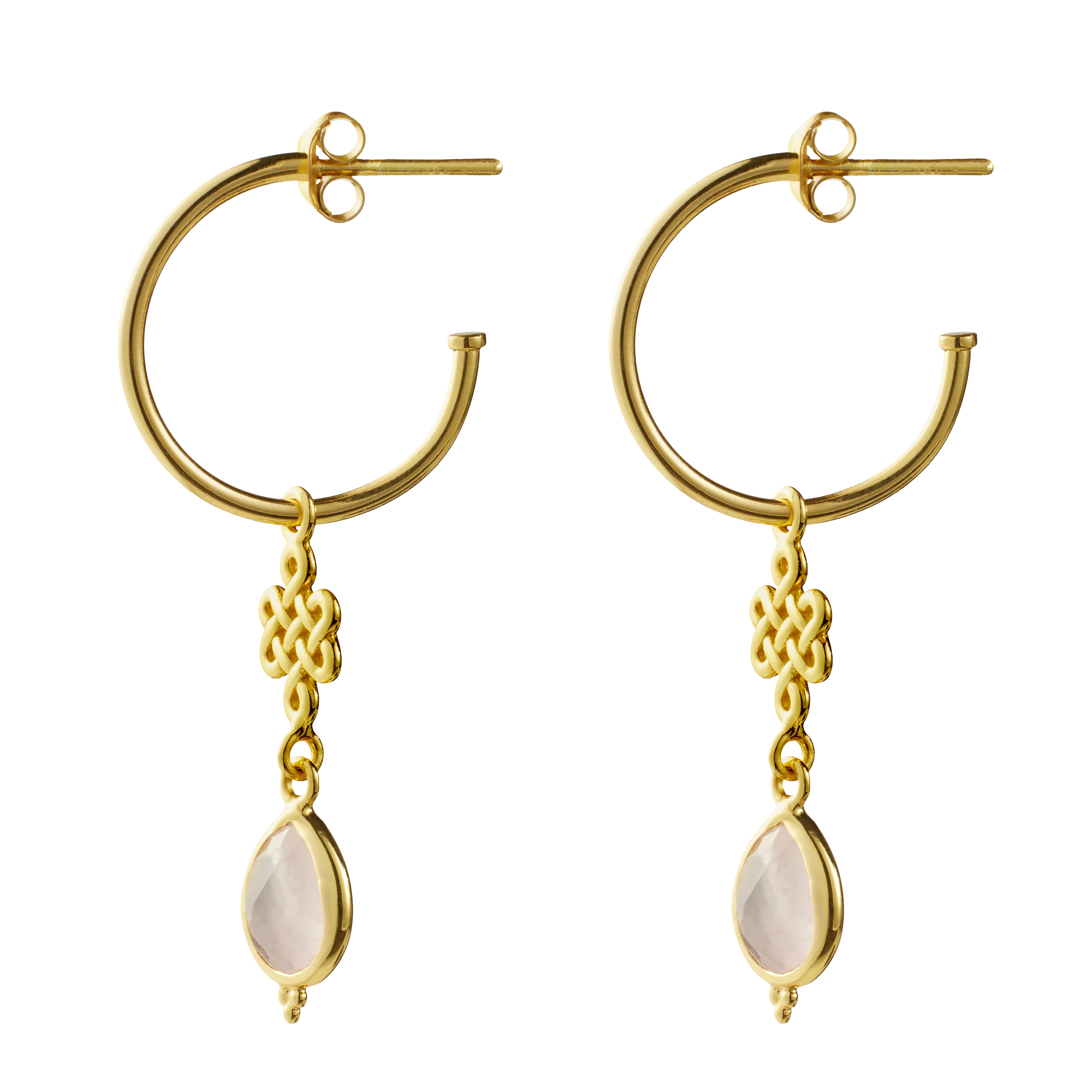 Vergoldete Ohrringe mit Schmuckstein, houseofrituals, Pink,  925er Sterlingsilber, mit 18-karätigem Gold beschichtet; Schmucksteine: Rosenquarz , RITUALS