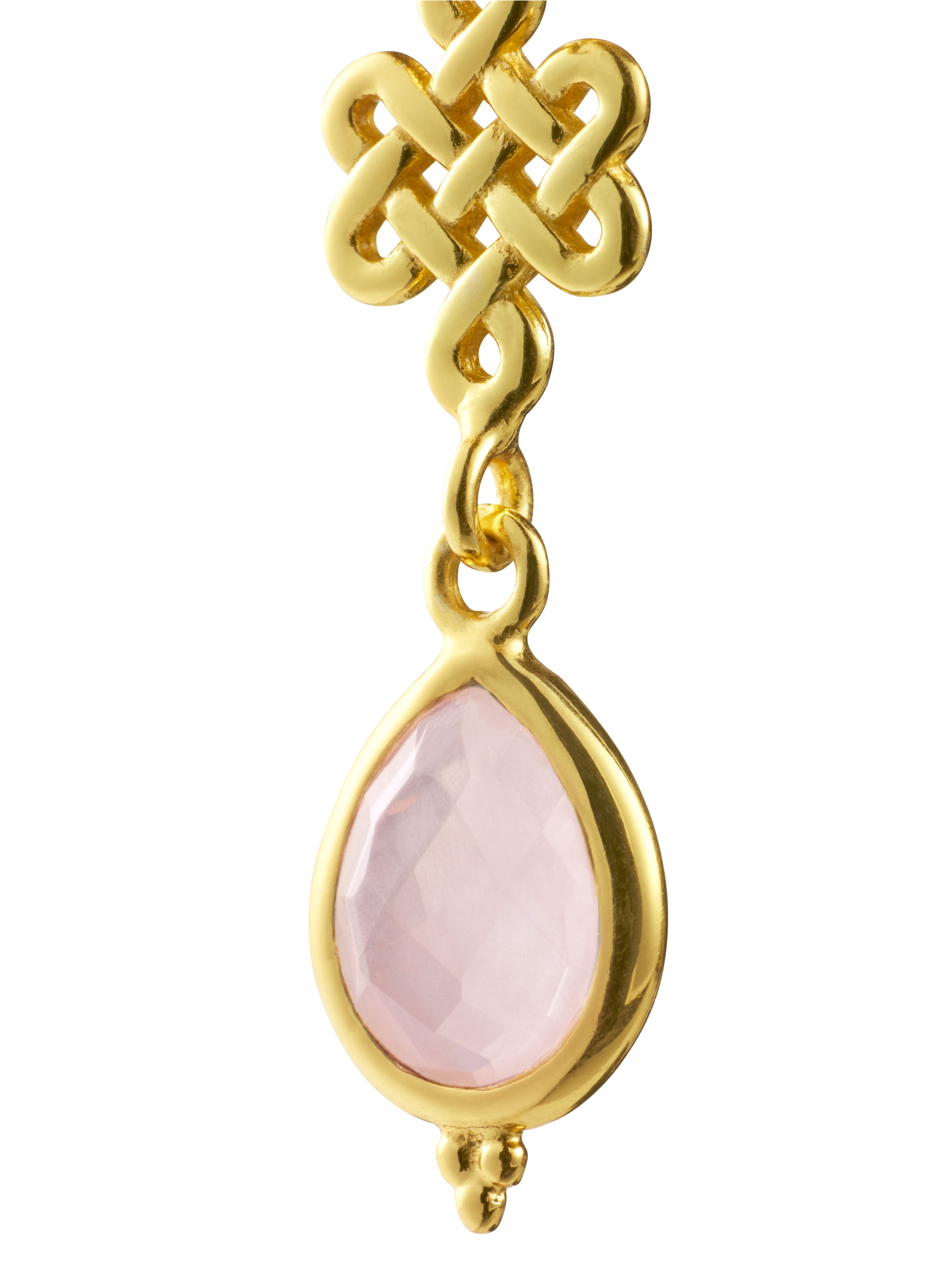 Rose Quartz Infinity Hoops Pendant Earrings Gold Plated