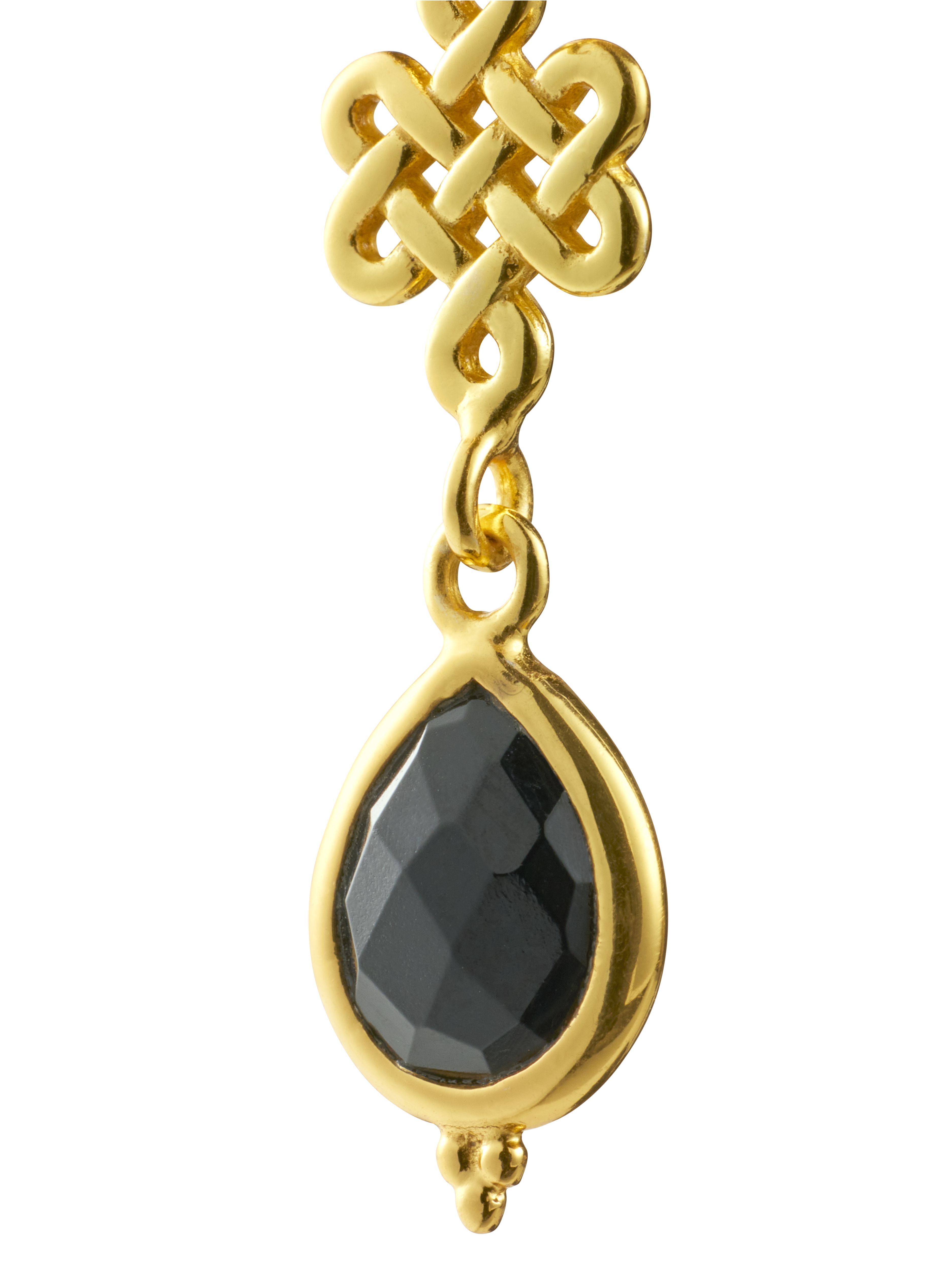 Black Onyx Infinity Hoops Pendant Earrings Gold Plated