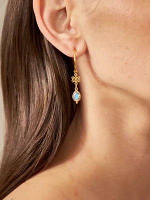 gold plated earrings with gemstone