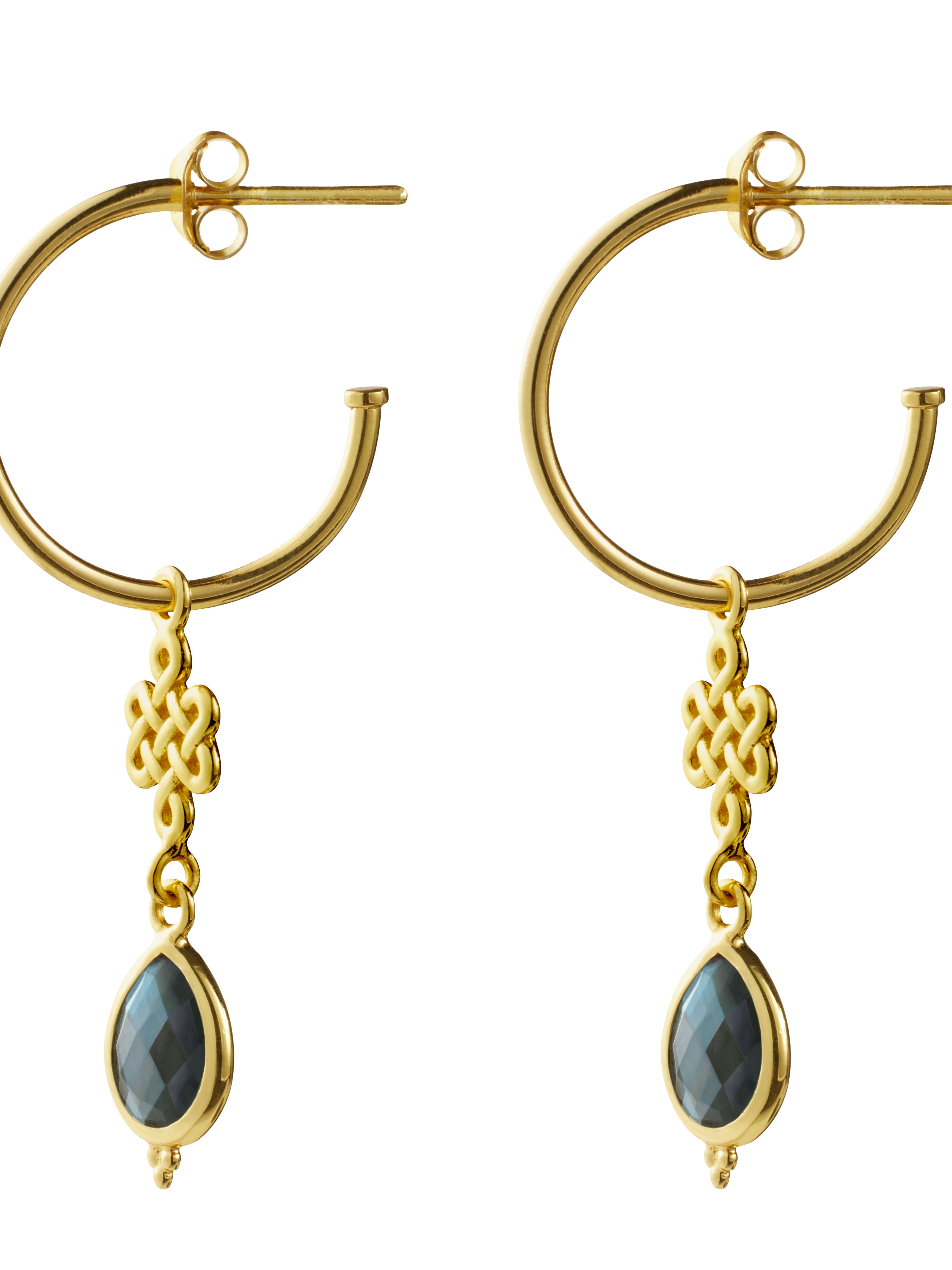 Labradorite Infinity Hoops Pendant Earrings Gold Plated