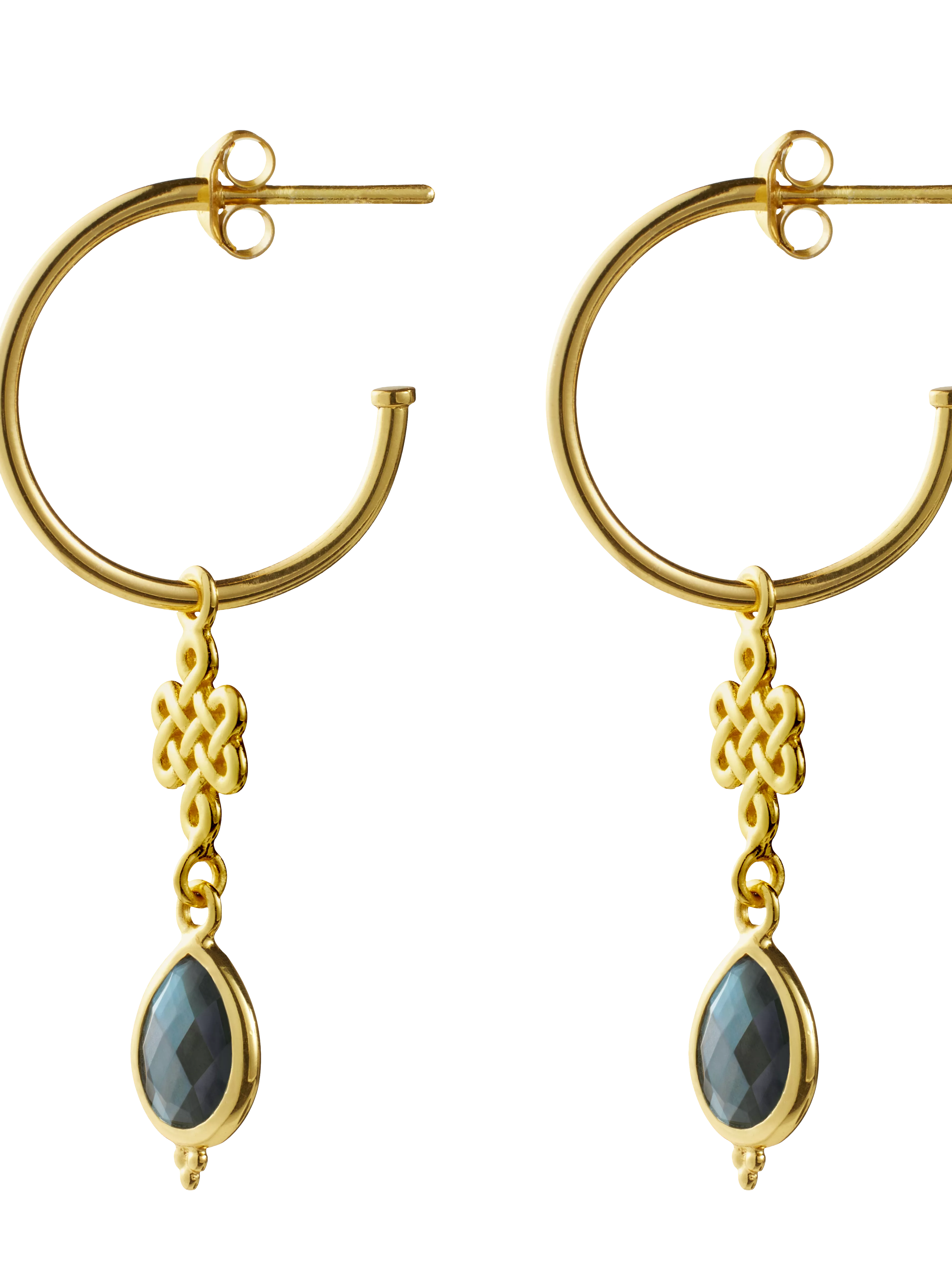 gold plated earrings with gemstone, houseofrituals, Grey,  925 Sterling silver 18 karat gold plated; Gemstones: Labradorite , RITUALS