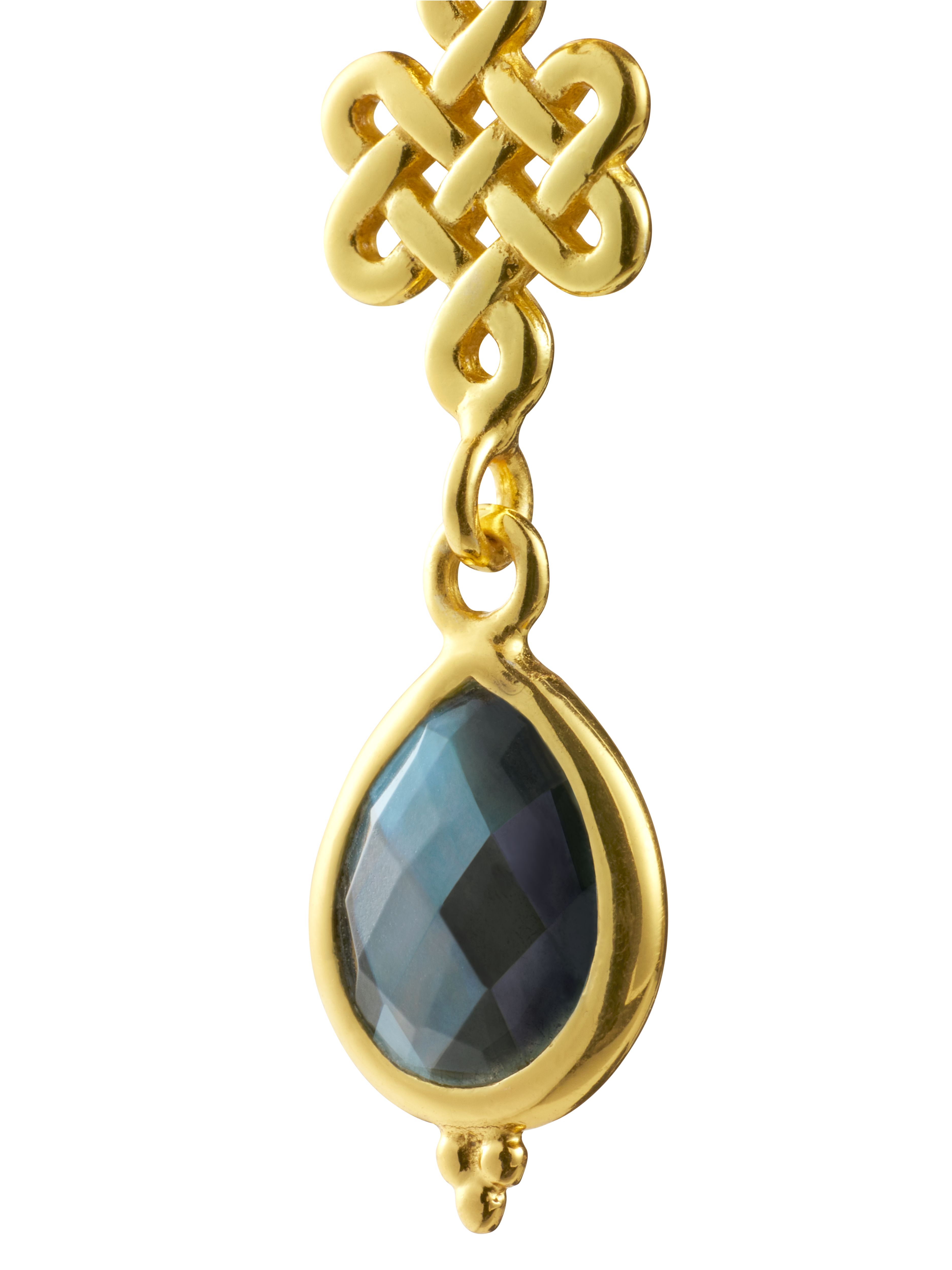 Labradorite Infinity Hoops Pendant Earrings Gold Plated