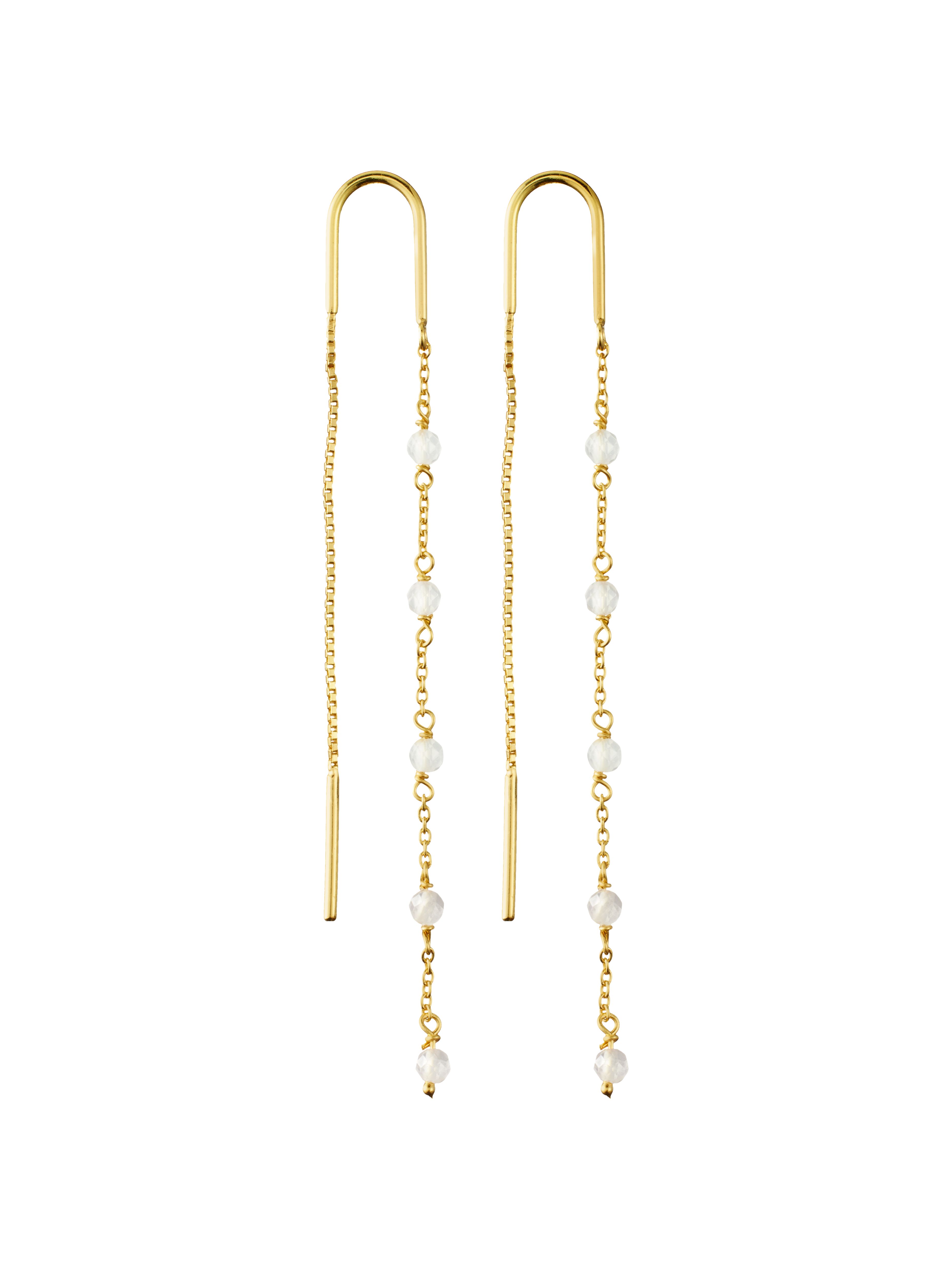 Labradorite Infinity Stone Chain Earrings Gold Plated