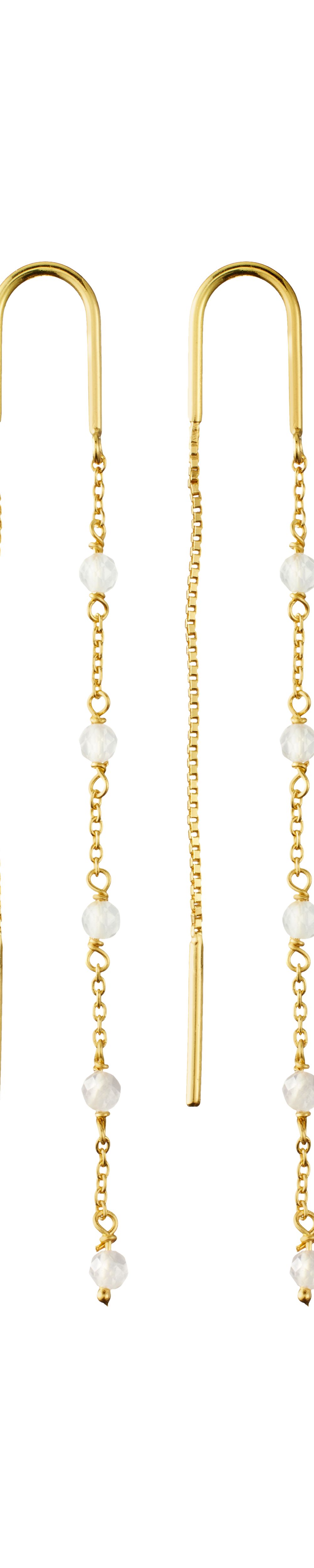 Gold-plated Infinity Labradorite Stone Chain Rituals earrings from the House of Rituals line – vue 4
