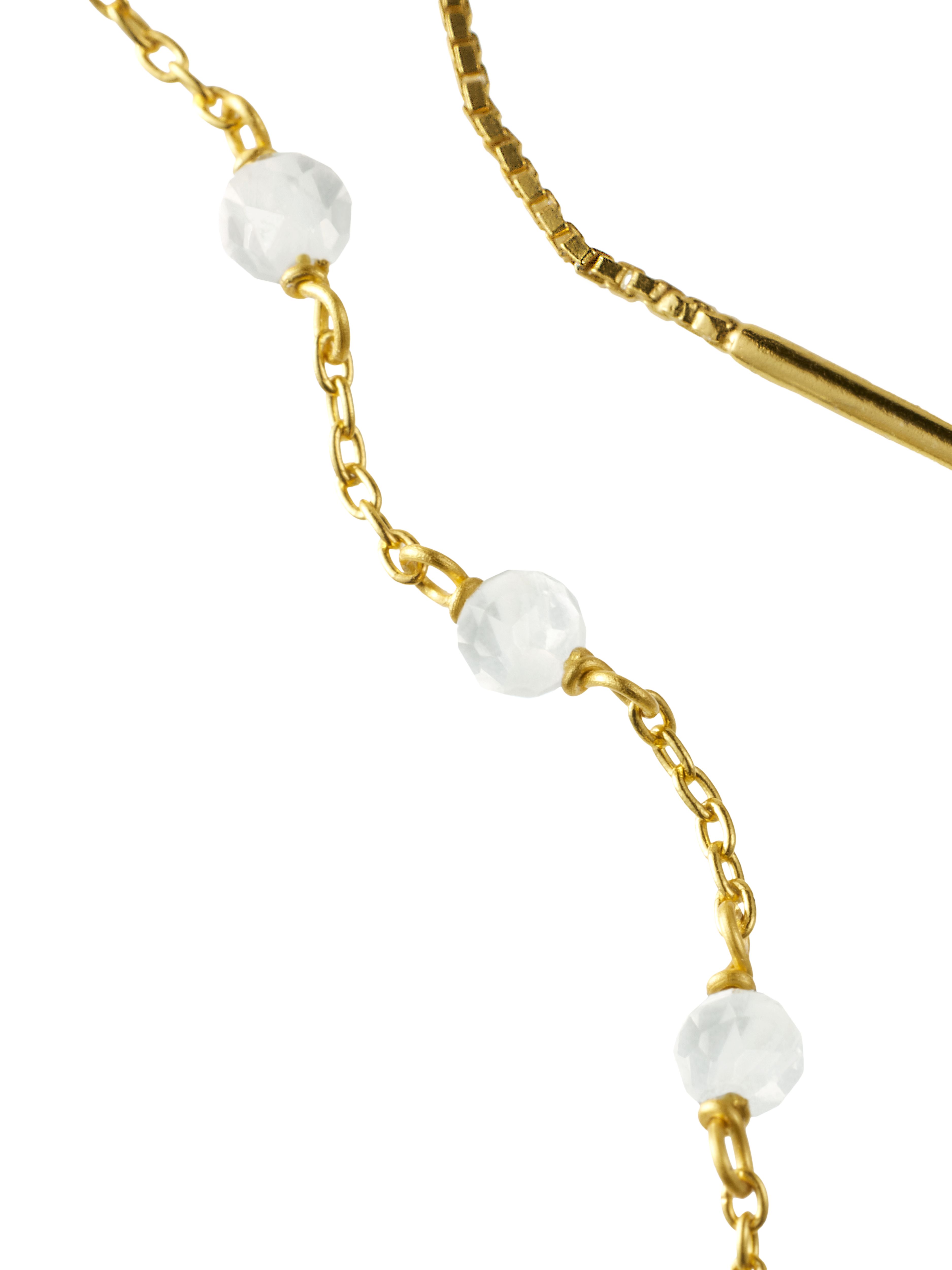 Labradorite Infinity Stone Chain Earrings Gold Plated